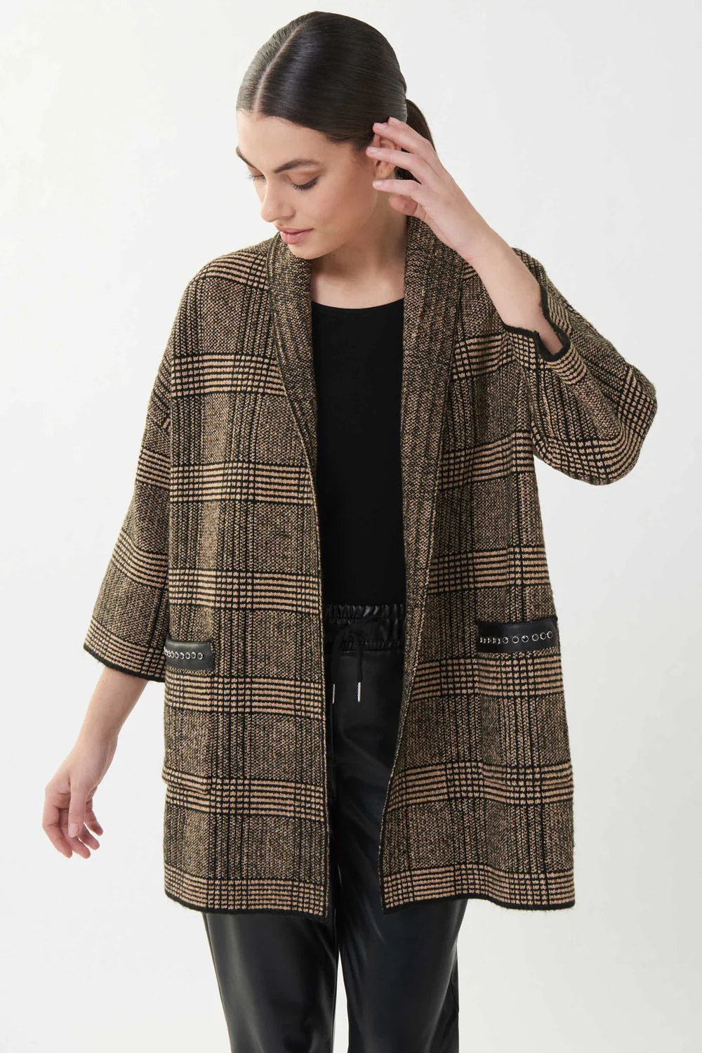 Joseph Ribkoff Black/Camel Cover-Up Style 223942X - Image 2