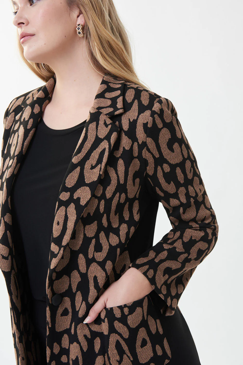 Joseph Ribkoff Black/Camel Blazer Style 223123 - Image 2