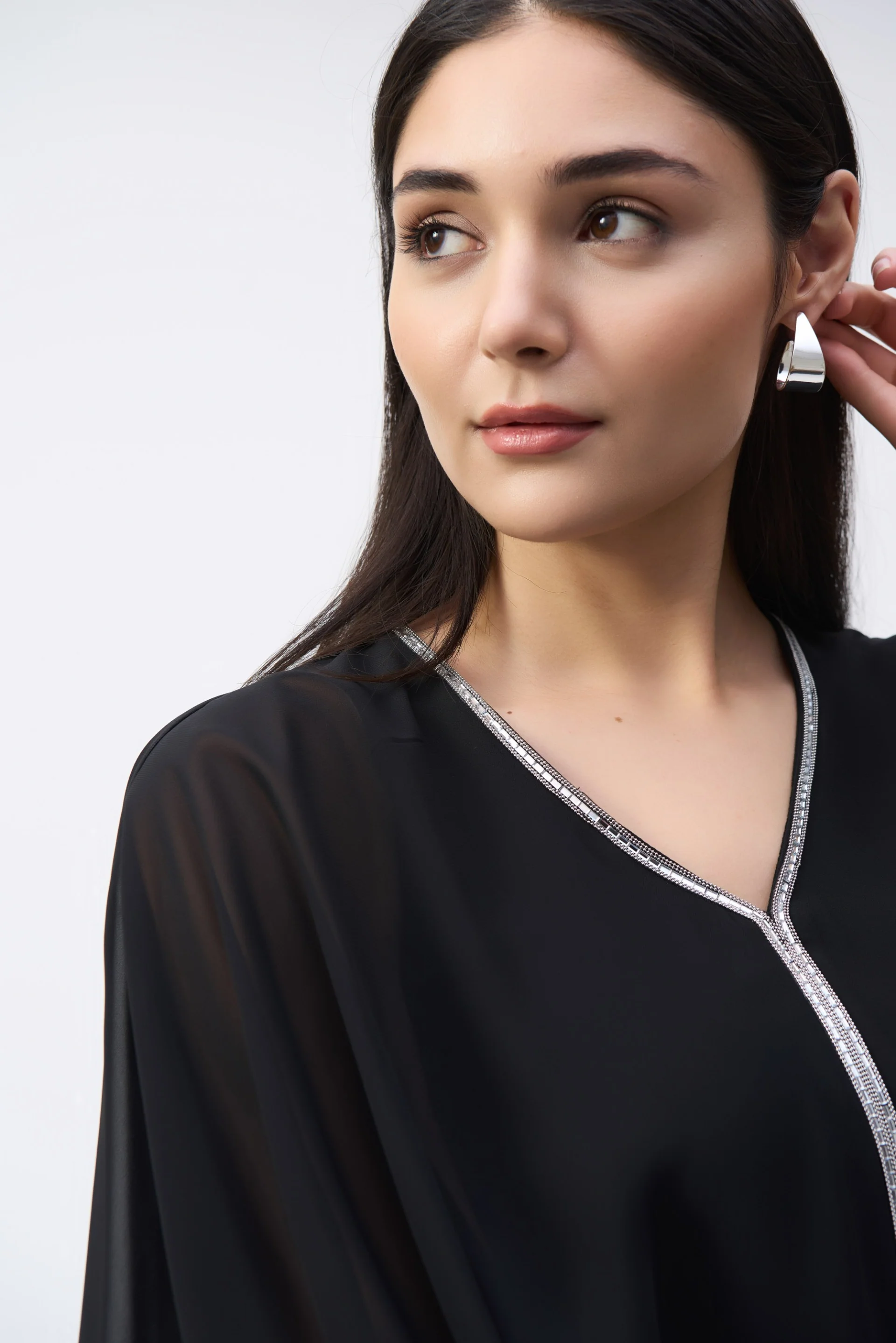 Joseph Ribkoff Black Chiffon Poncho Top Style 243707 - Image 3