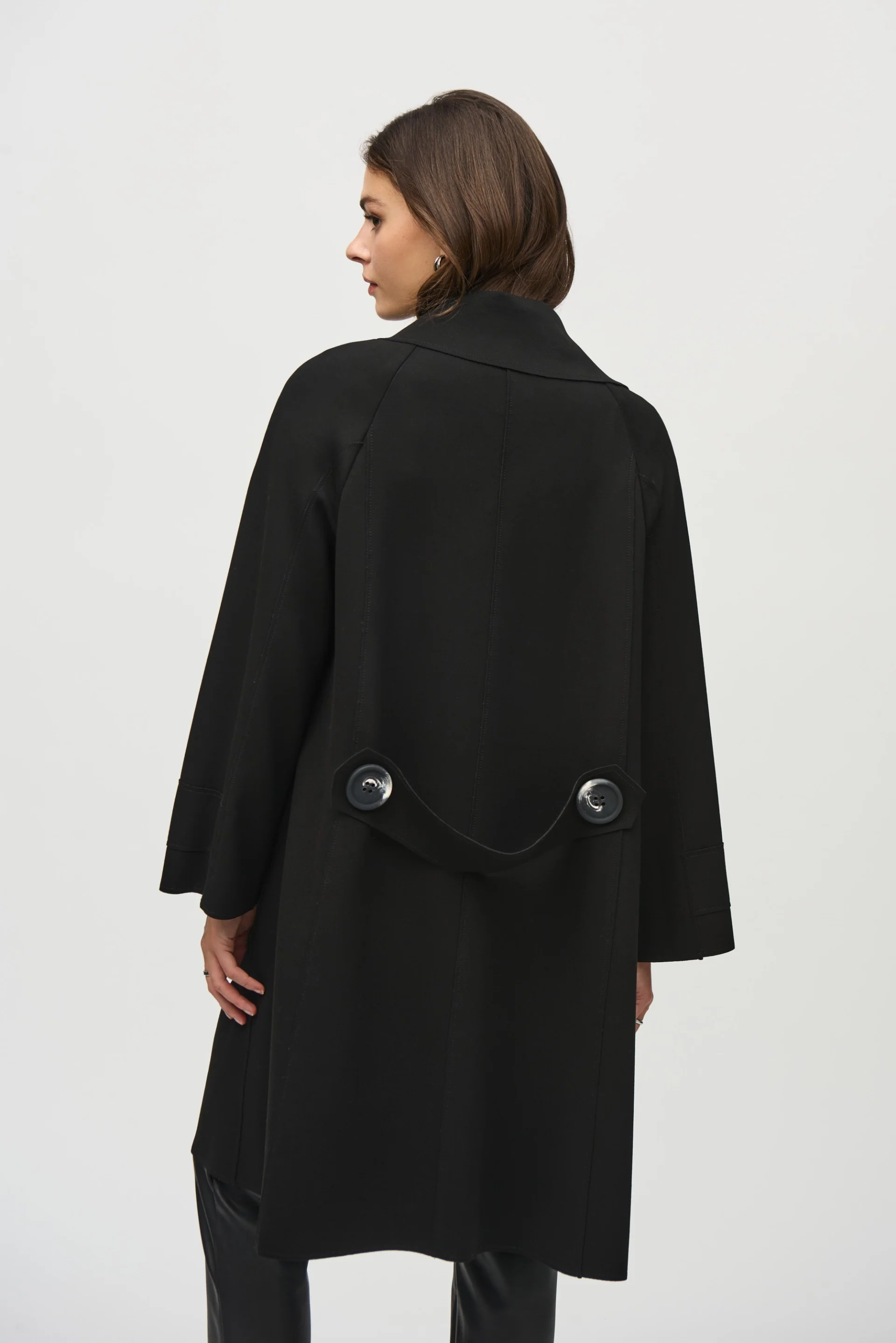 Joseph Ribkoff Black Coat with Shawl Collar Style 244171 - Image 2