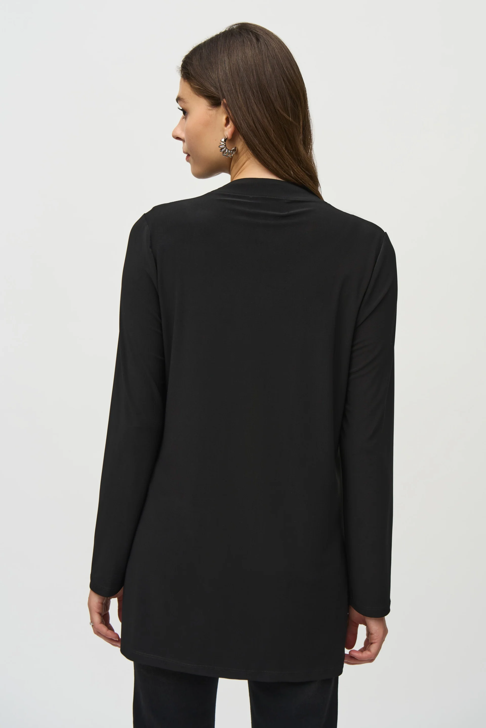 Joseph Ribkoff Black Cover Up With Leatherette Detailing Style 244088 - Image 2