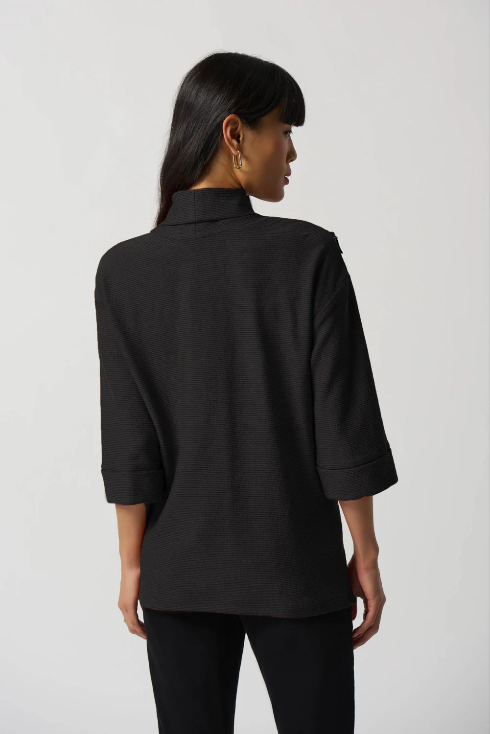 Joseph Ribkoff Black Cowl-Collar Boxy Sweater Style 233126 - Image 2