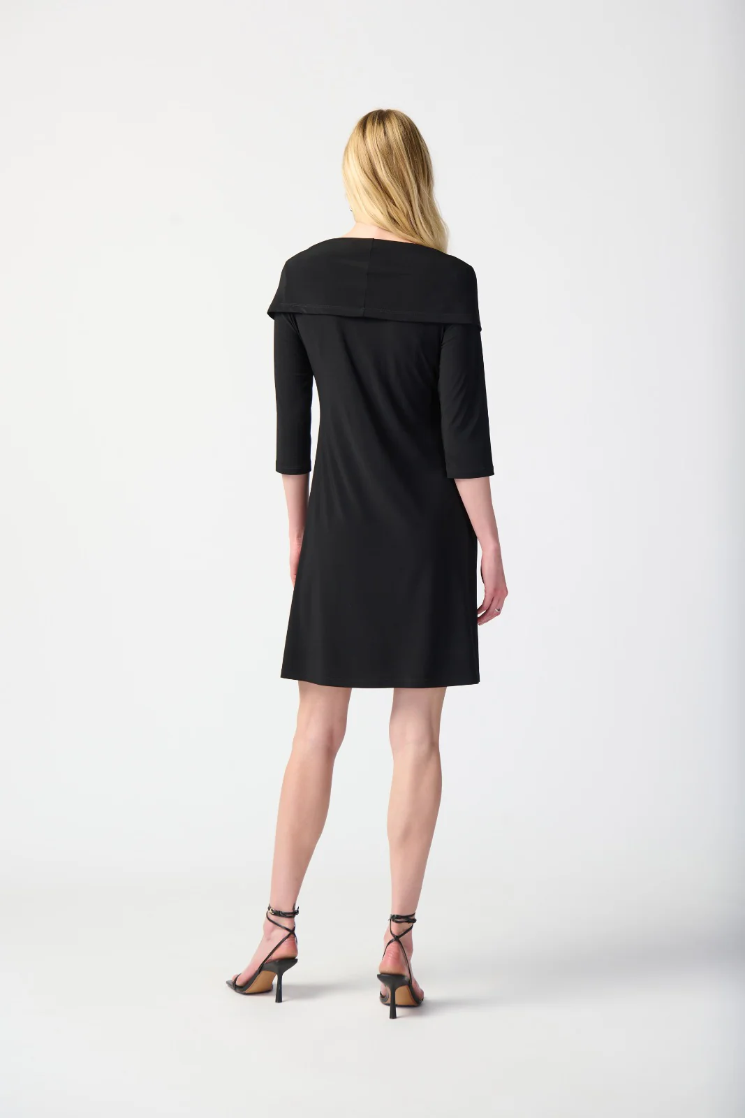 Joseph Ribkoff Black Cowl Collar Cocoon Dress Style 241082 - Image 4