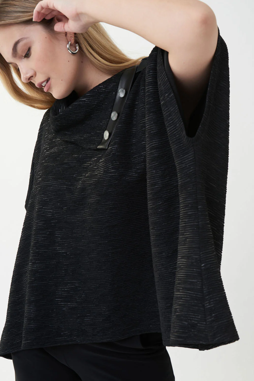 Joseph Ribkoff Black Cowl Neck Top Style 223136 - Image 3