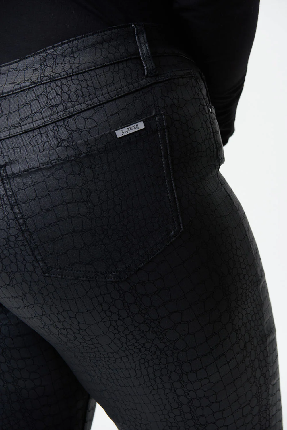 Joseph Ribkoff Black Croc Print Pants Style 224943 - Image 2