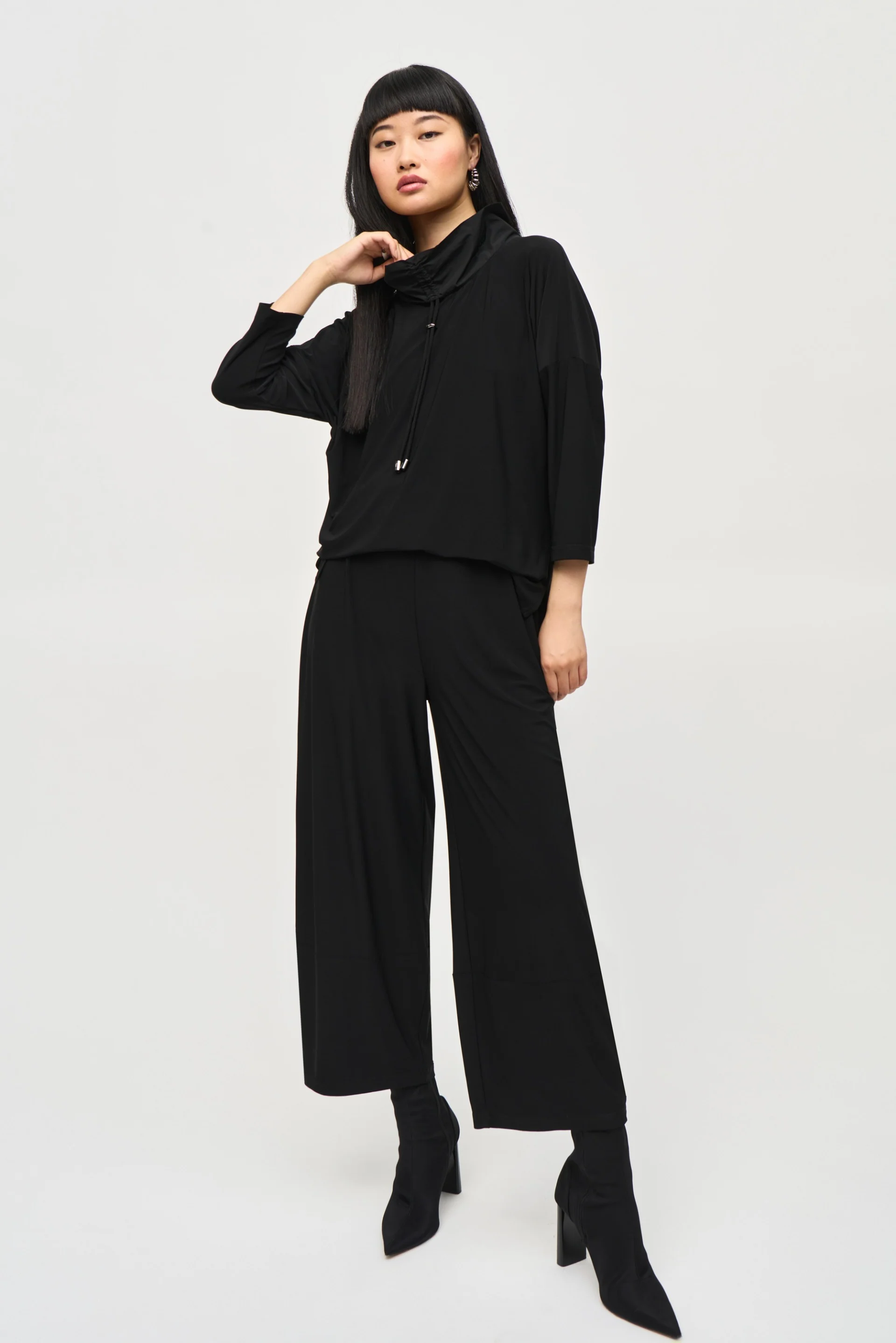 Joseph Ribkoff Black Cropped Jumpsuit Style 243137 - Image 3