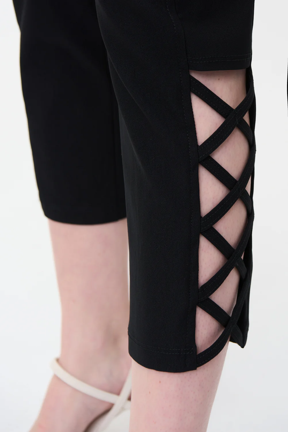 Joseph Ribkoff Black Crosshatch Pants Style 222220 - Image 3