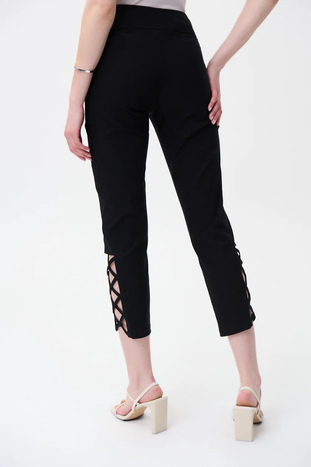 Joseph Ribkoff Black Crosshatch Pants Style 222220 - Image 4