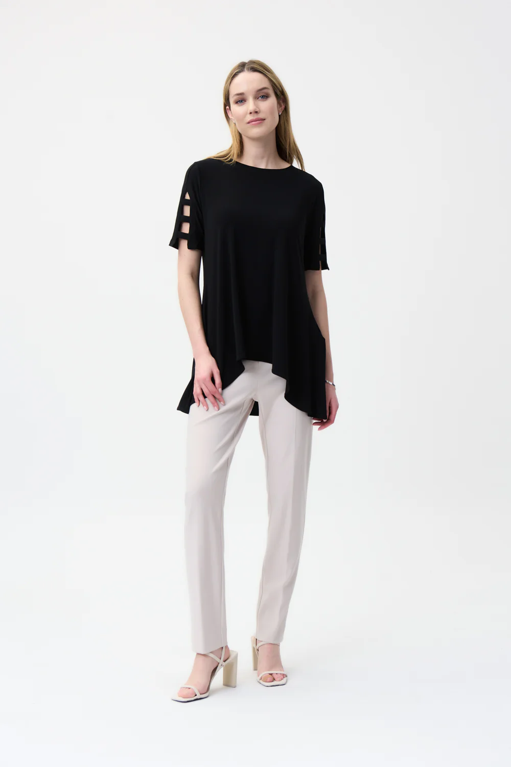 Joseph Ribkoff Black Cut-Out Sleeve Top Style 222079