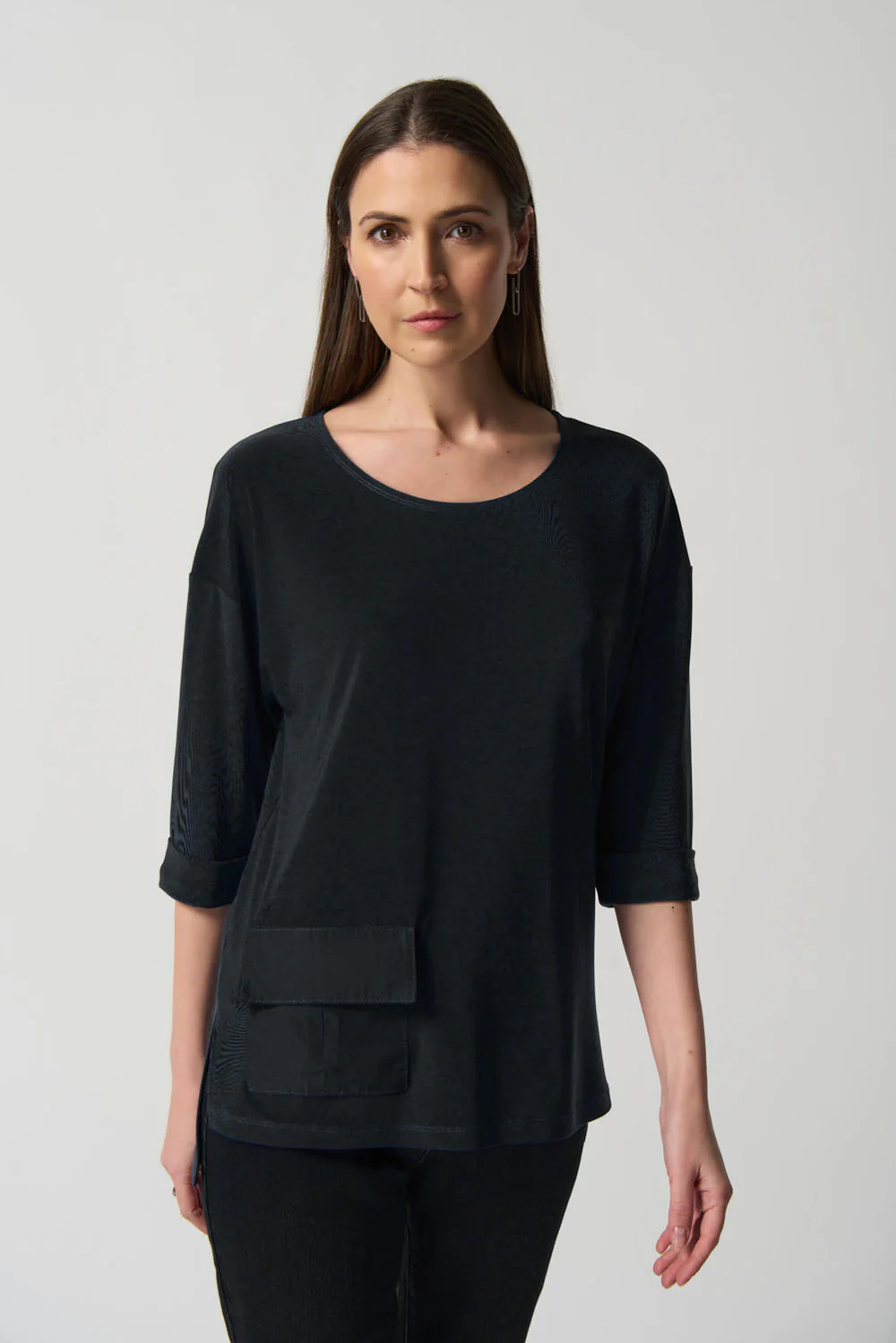 Joseph Ribkoff Black Dolman Sleeve Boxy Top Style 233186
