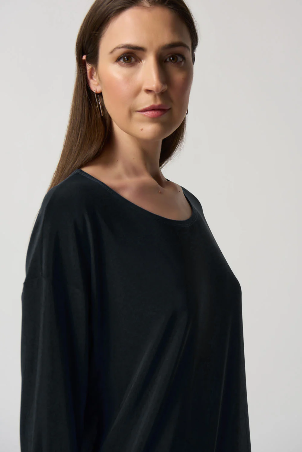Joseph Ribkoff Black Dolman Sleeve Boxy Top Style 233186 - Image 2