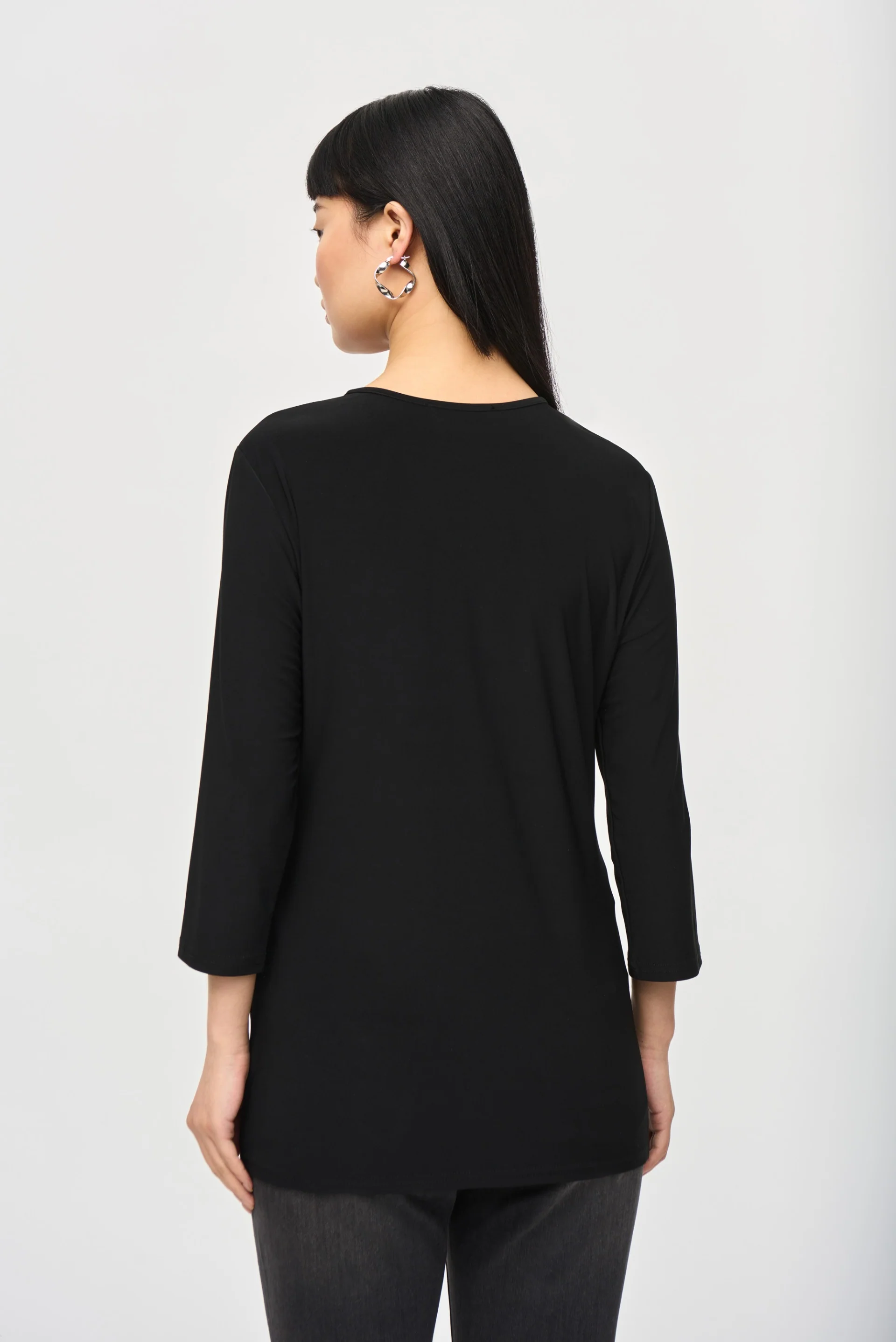 Joseph Ribkoff Black Dotted Keyhole Casual Top Style 243332 - Image 3