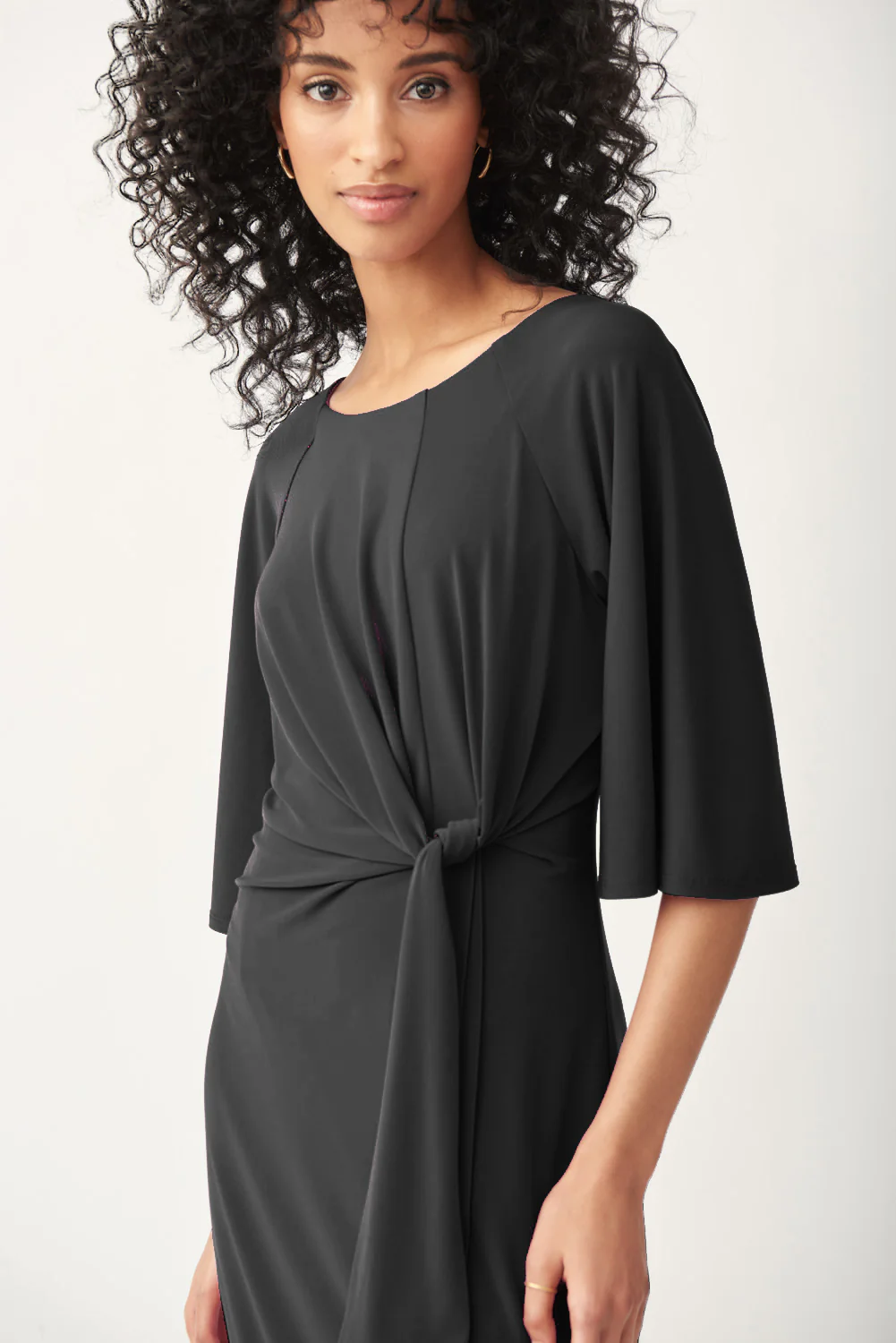 Joseph Ribkoff Black Draped Front Dress Style 221103 - Image 2