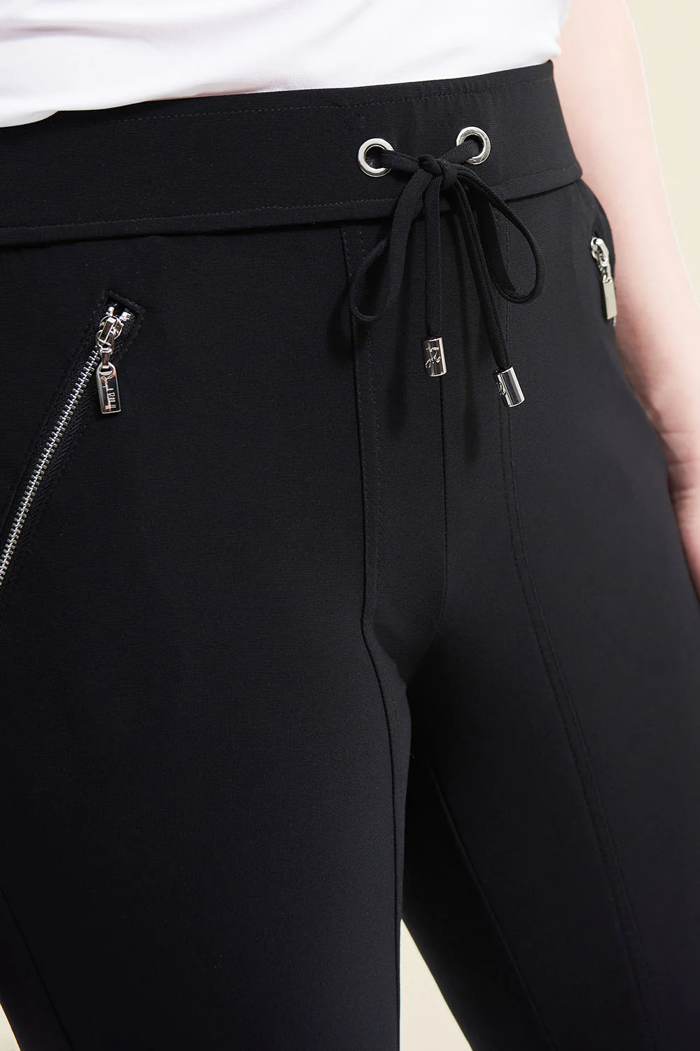 Joseph Ribkoff Black Drawing Waist Pants Style 211317 - Image 2