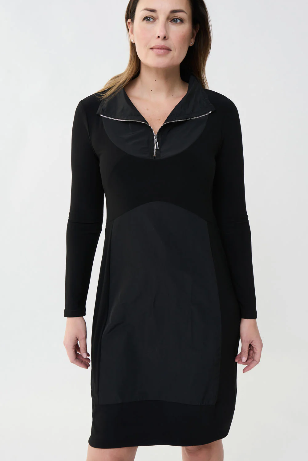 Joseph Ribkoff Black Half Zip Dress  Style 223197 - Image 2