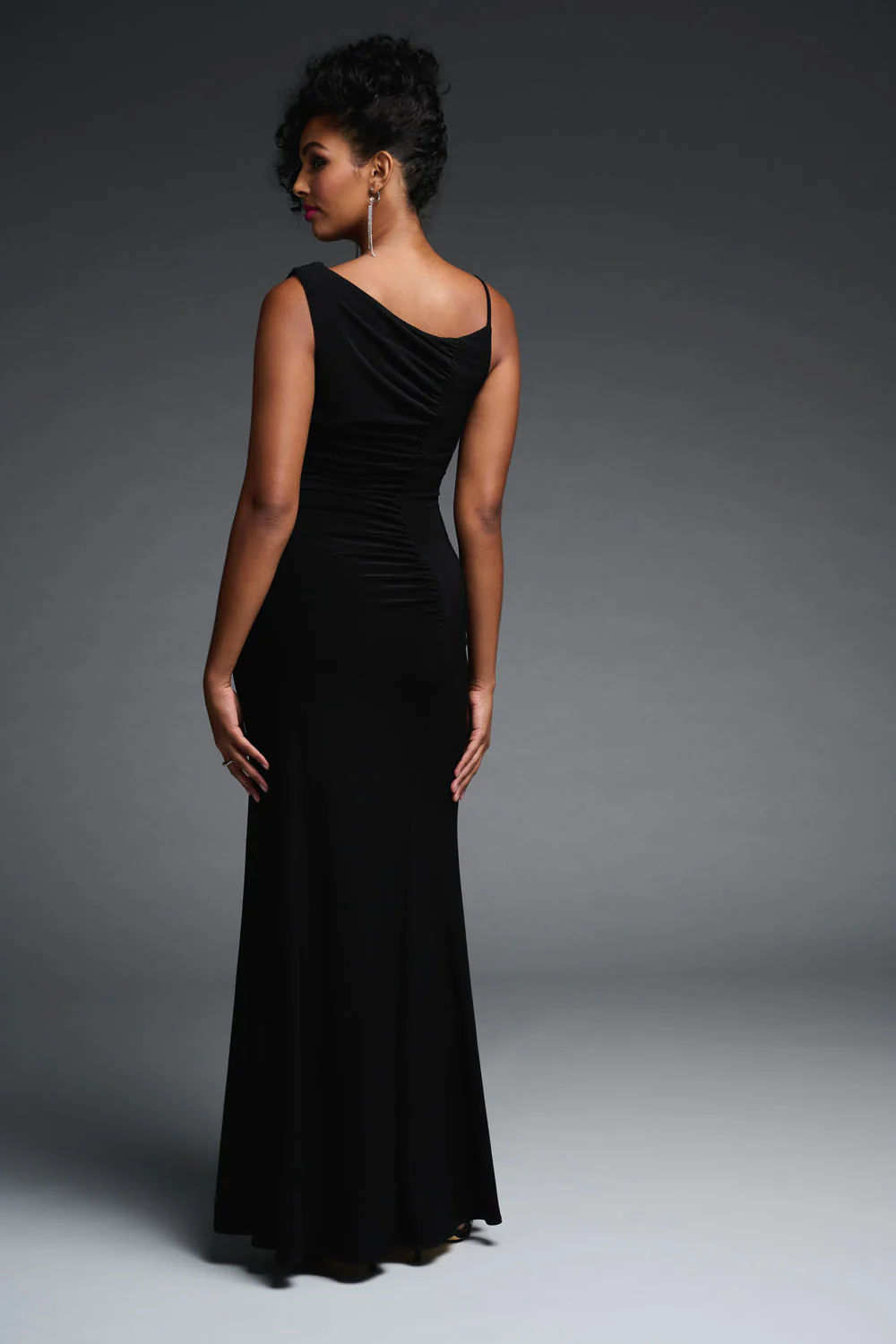 Joseph Ribkoff Black Ruched Gown Style 223714 - Image 4