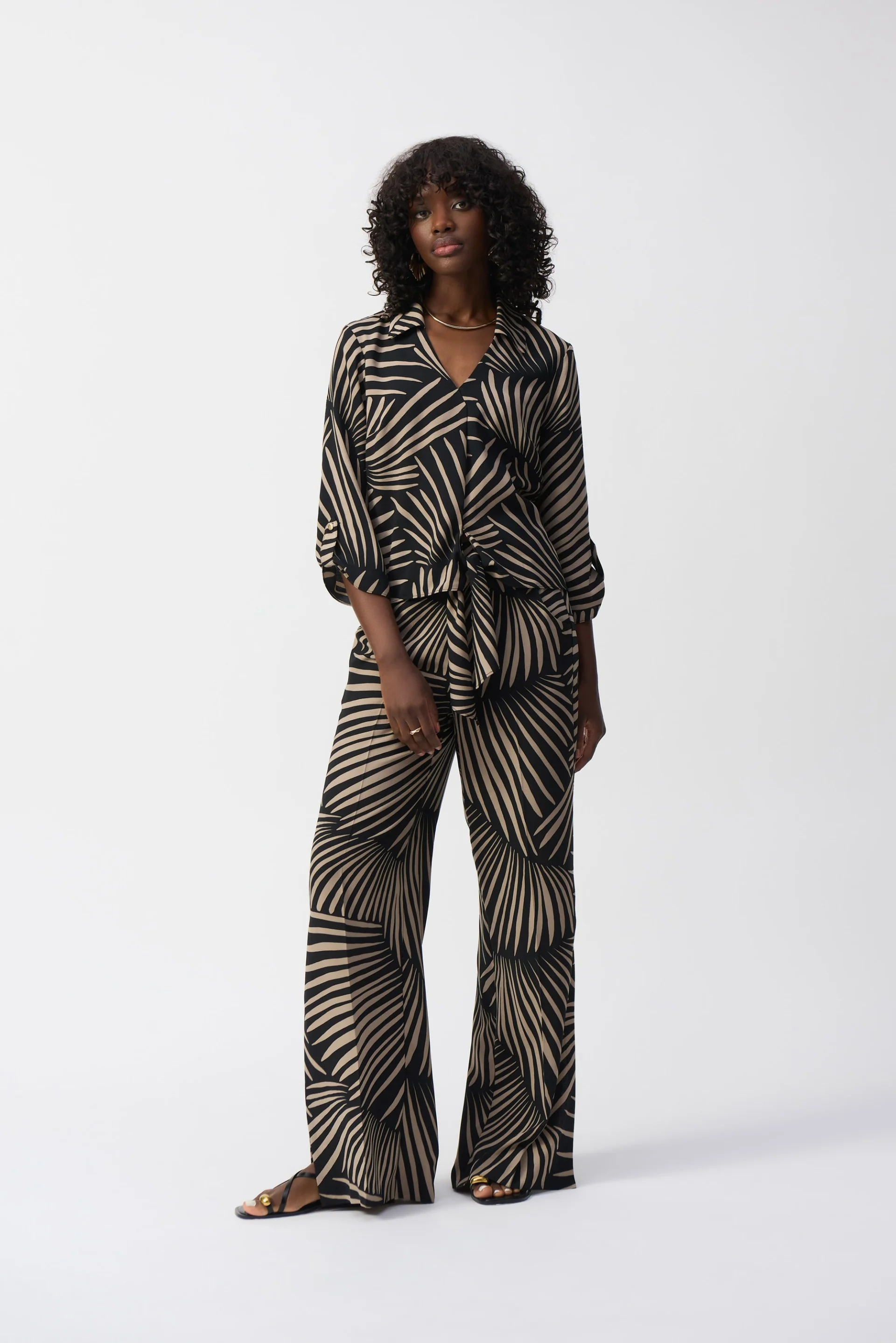 Joseph Ribkoff Tropical Print Wide-Leg Pants Style 251085 - Image 2