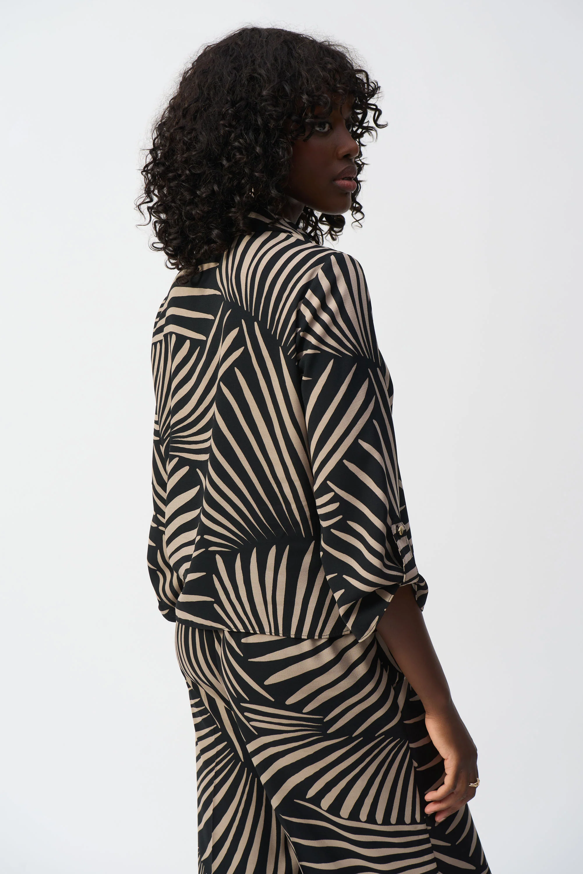 Joseph Ribkoff Black/Dune Tropical Print Top Style 251083 - Image 3