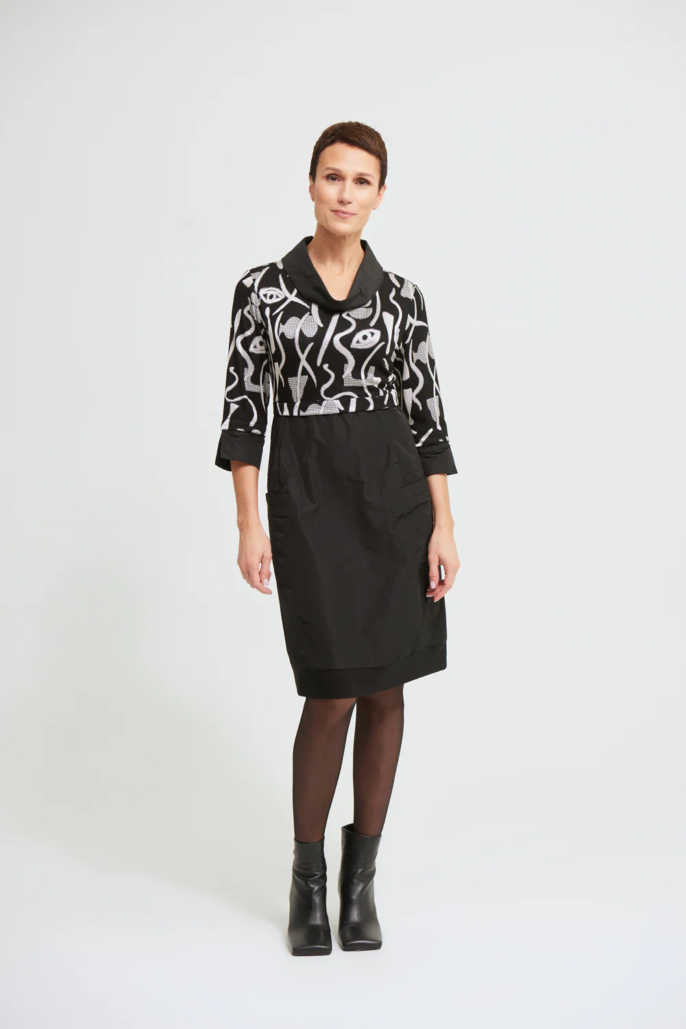 Joseph Ribkoff Black/Ecru Dress Style 213682