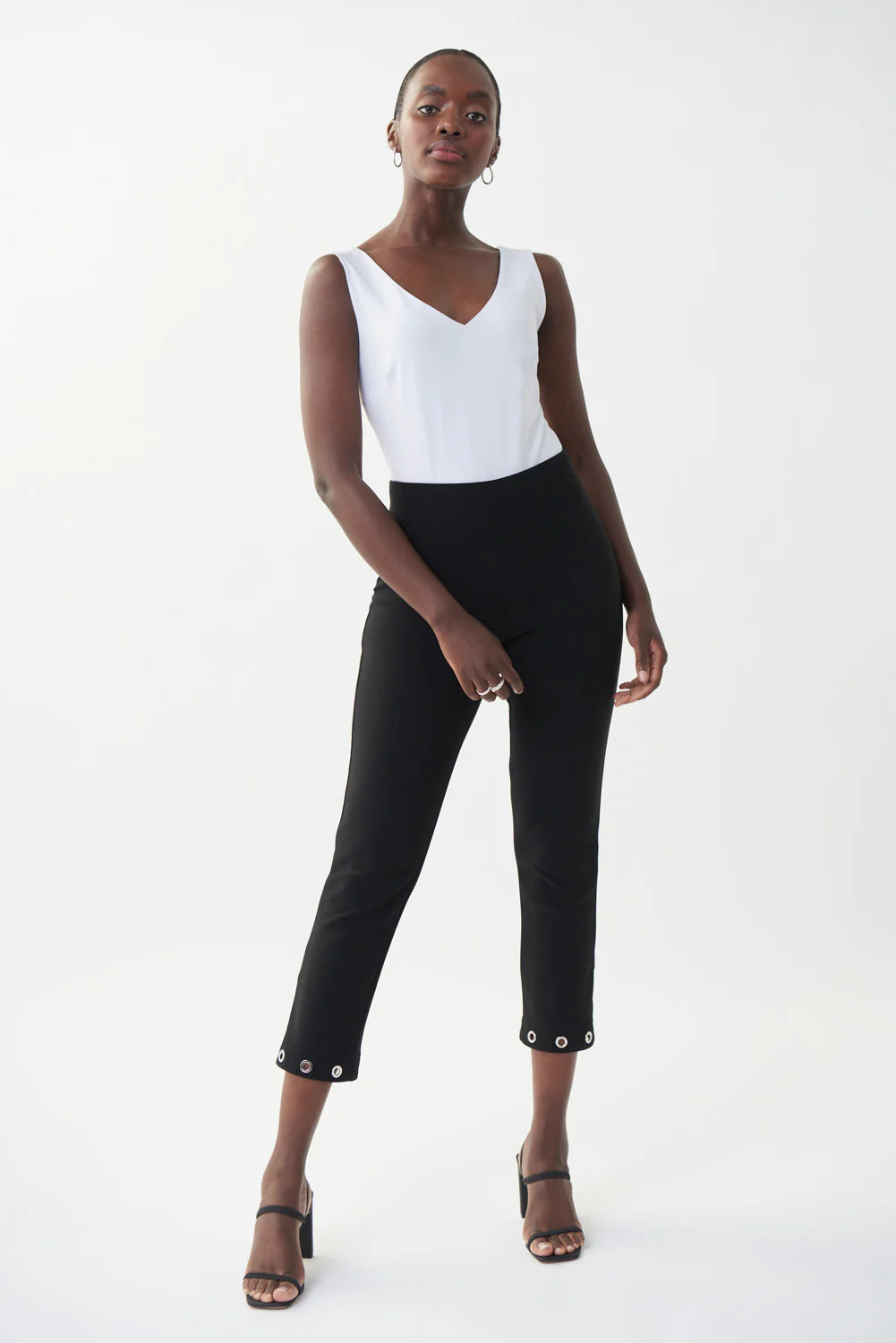 Joseph Ribkoff Black Eyelet Hem Pants Style 222132