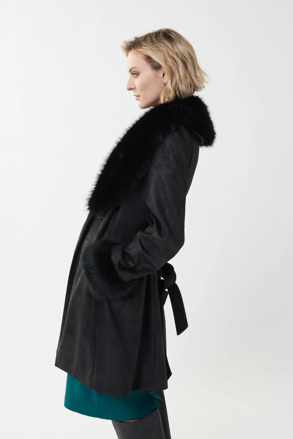 Joseph Ribkoff Black Faux Coat Style 223918 - Image 2
