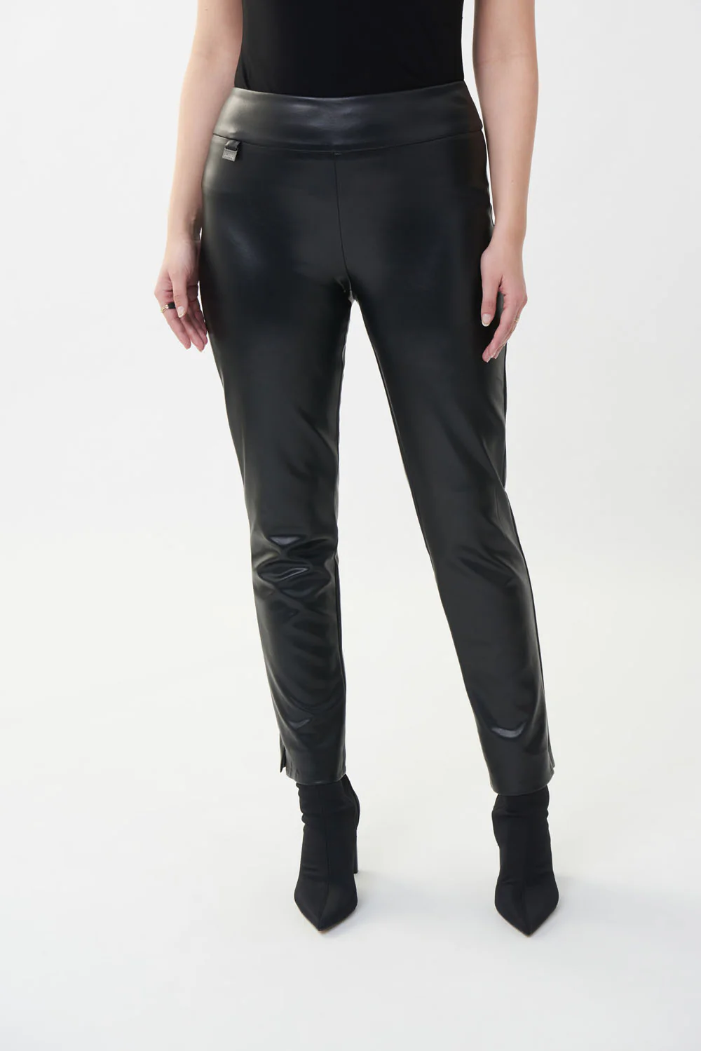 Joseph Ribkoff Black Faux Leather Pants Style 223196