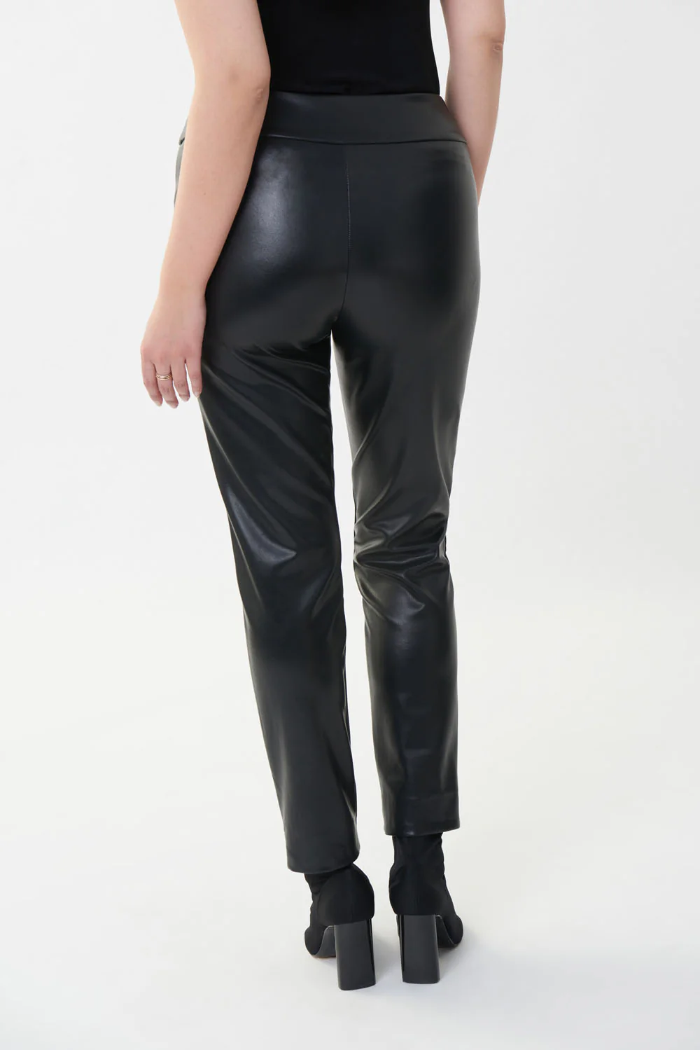 Joseph Ribkoff Black Faux Leather Pants Style 223196 - Image 3