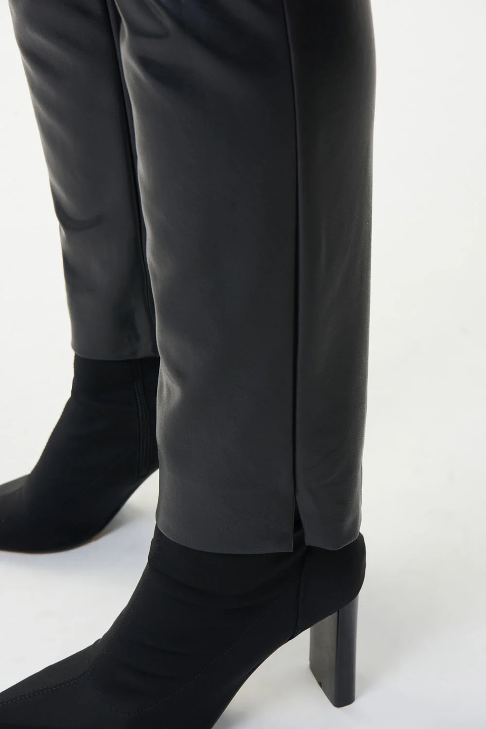 Joseph Ribkoff Black Faux Leather Pants Style 223196 - Image 4