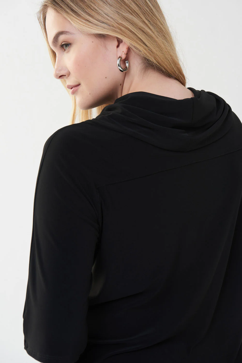 Joseph Ribkoff Black Faux Leather Top Style 223034 - Image 5