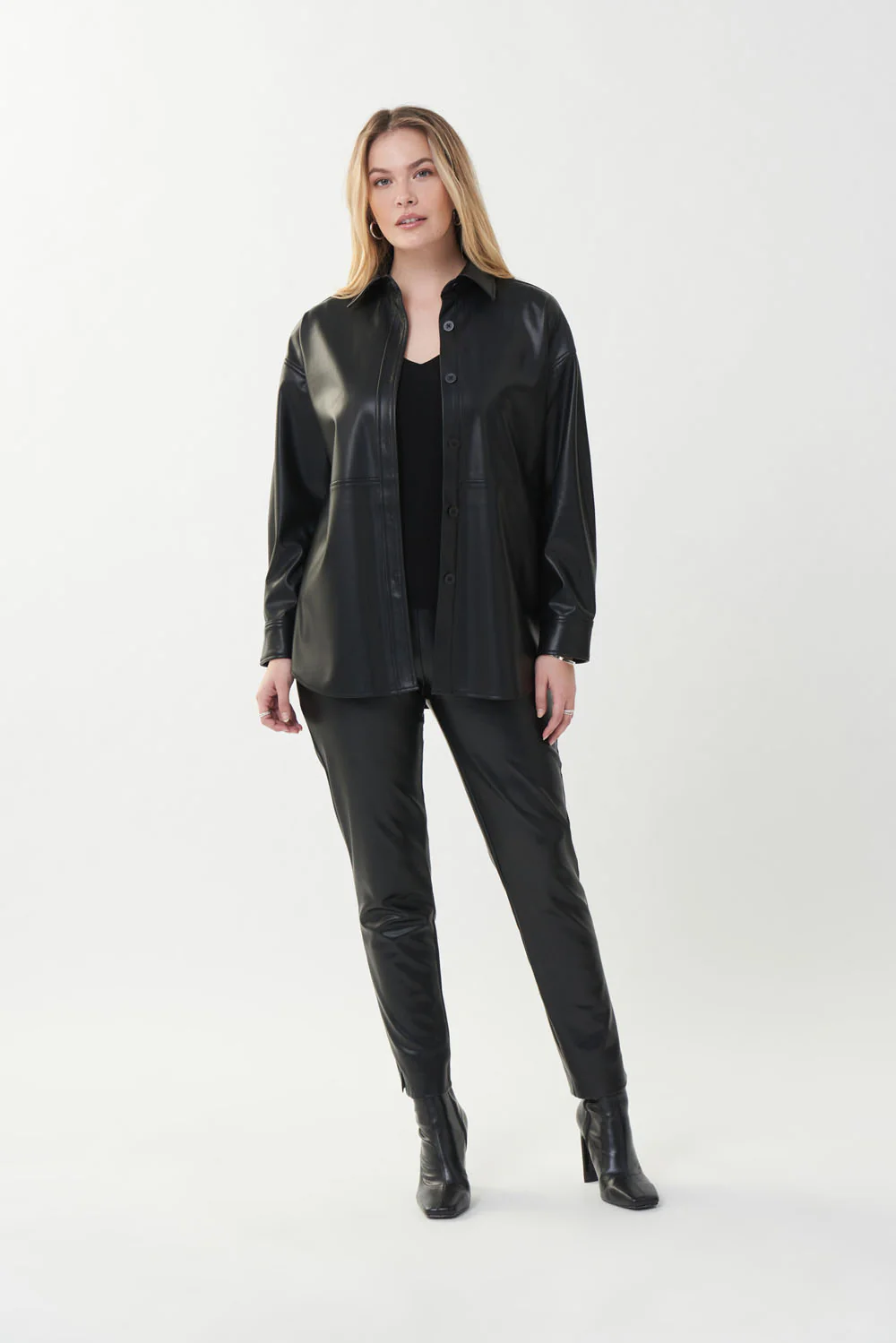 Joseph Ribkoff Black Faux Leather Top Style 223917