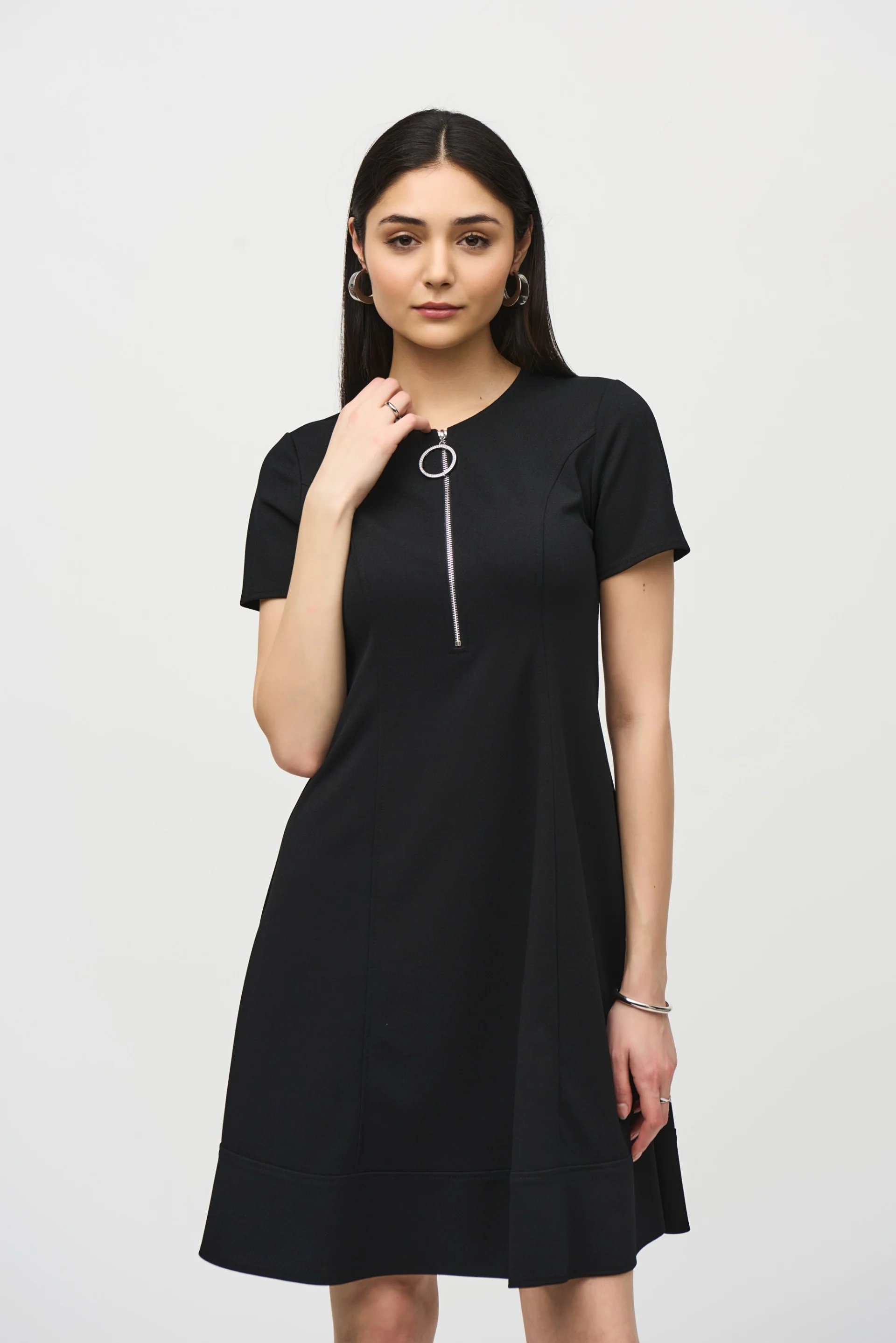 Joseph Ribkoff Black Fit and Flare Dress Style 242031 - Image 2