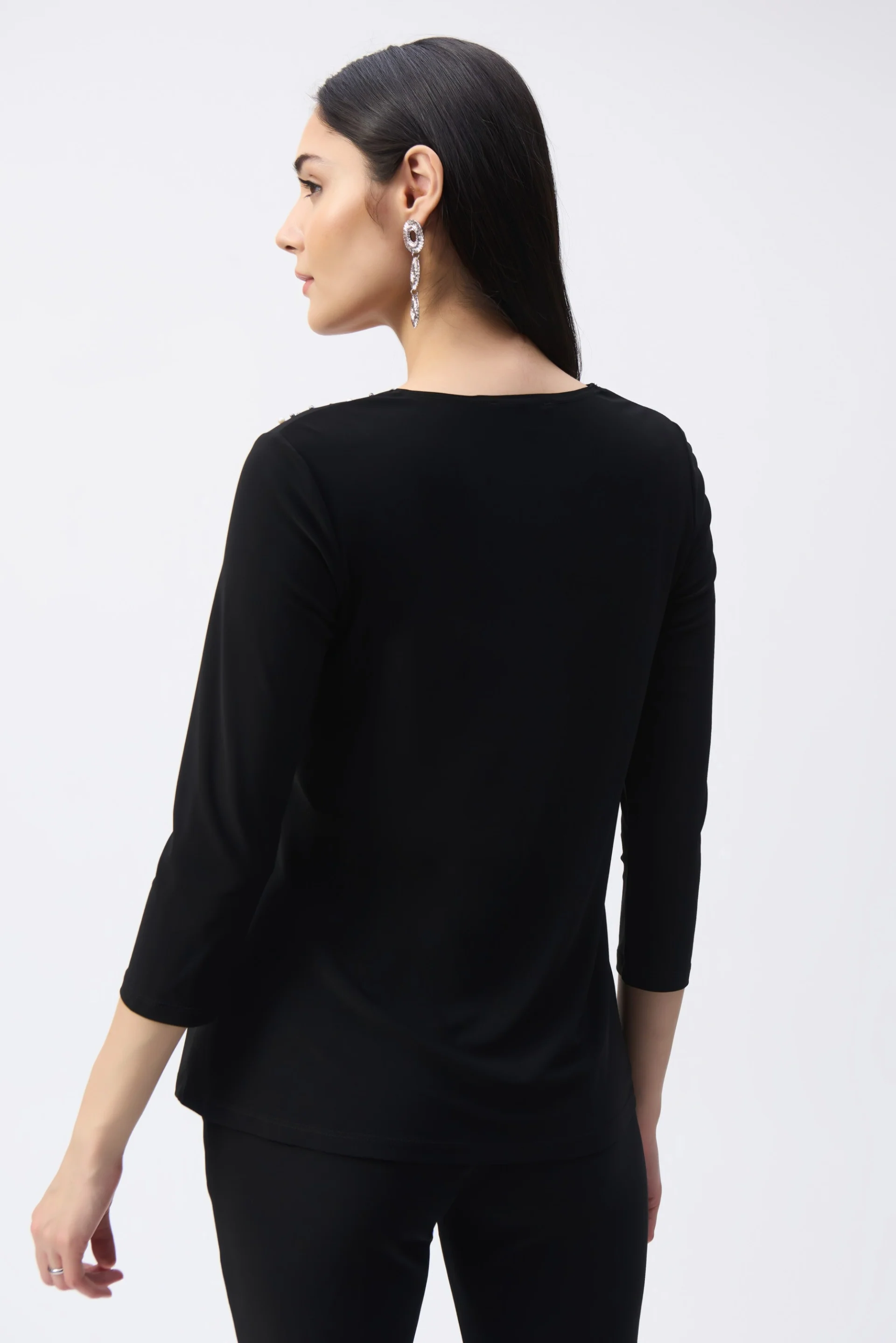 Joseph Ribkoff Black Fit-and-Flare Top Style 243075 - Image 2