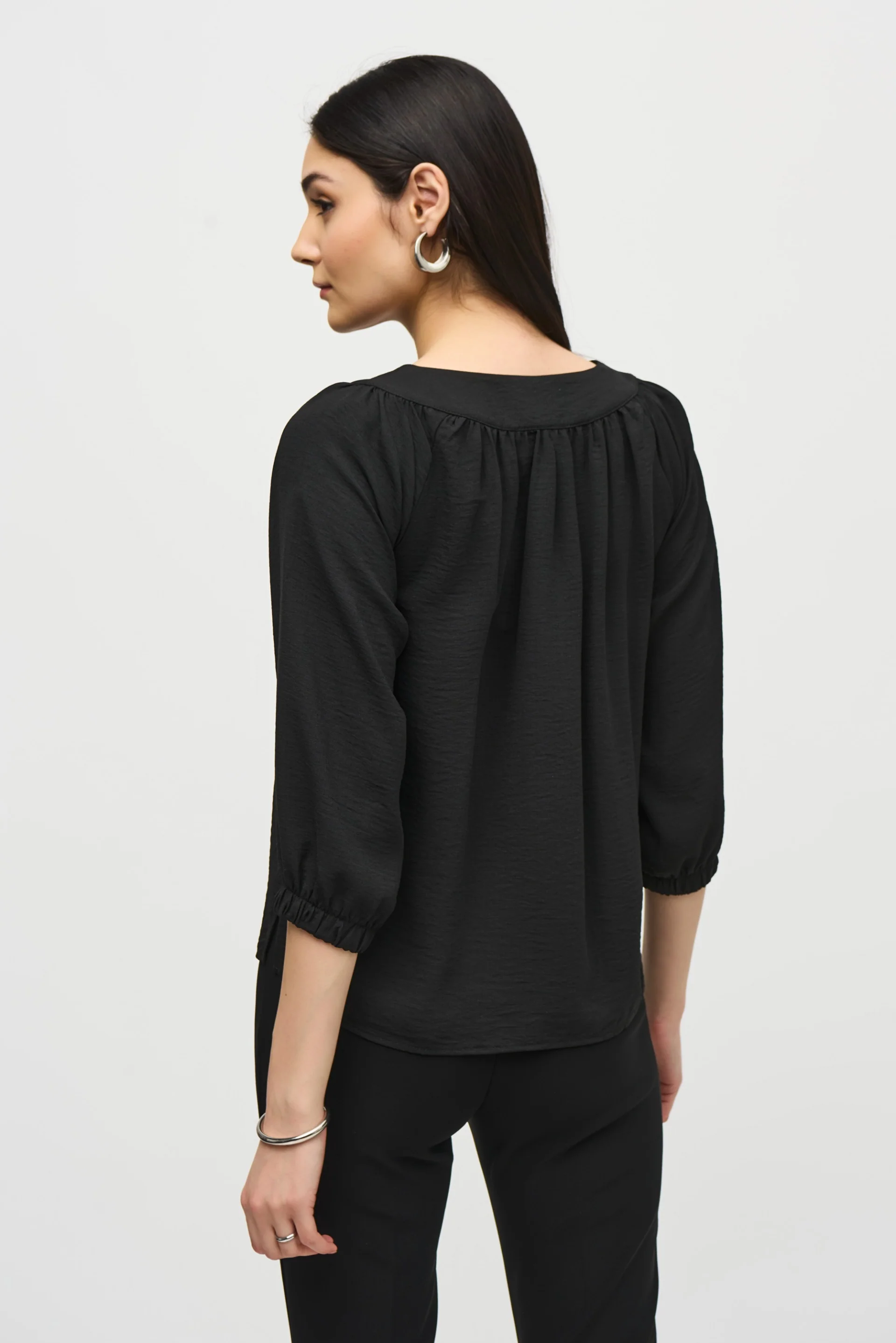 Joseph Ribkoff Black Flared High Low Top Style 242062 - Image 2