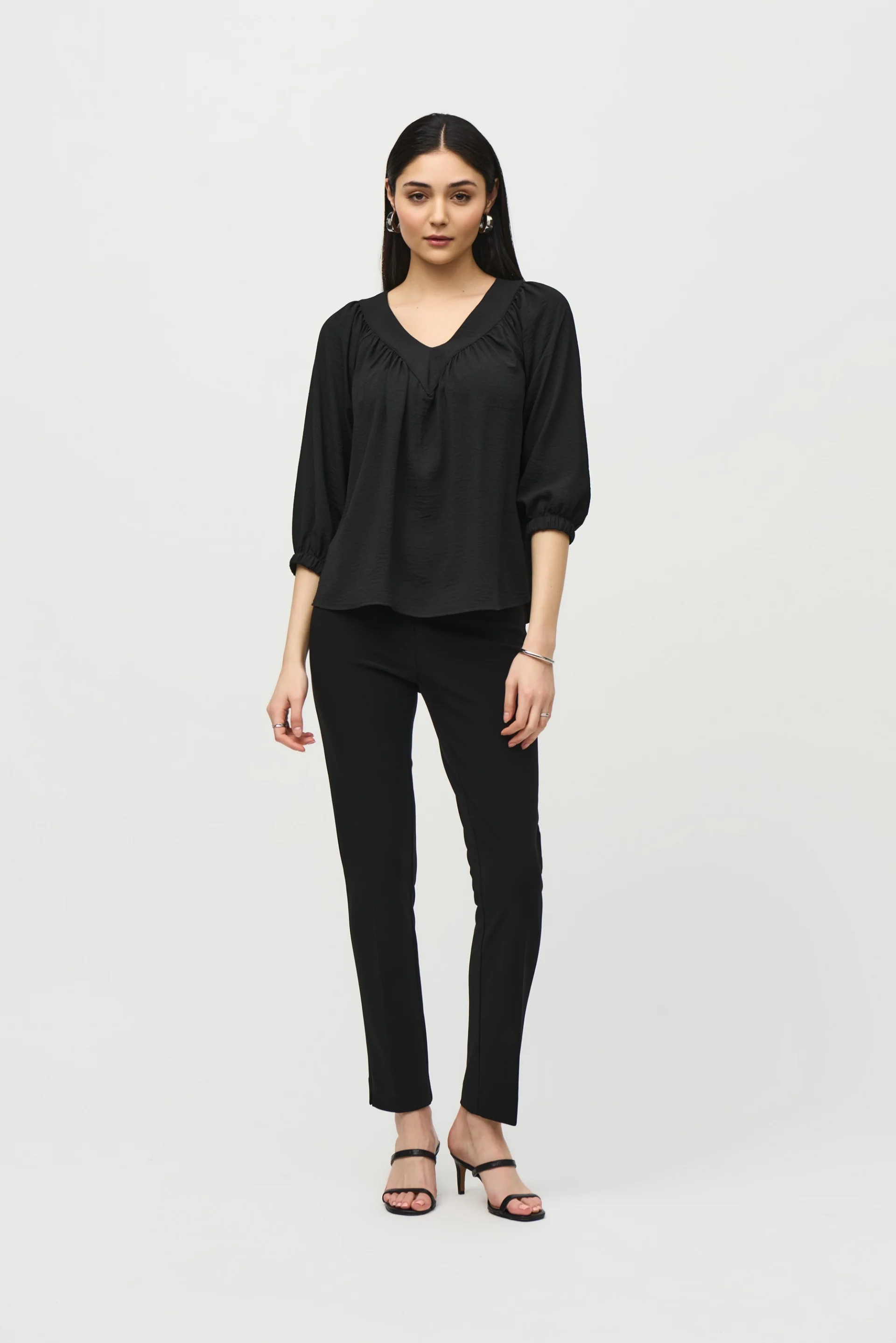 Joseph Ribkoff Black Flared High Low Top Style 242062 - Image 3