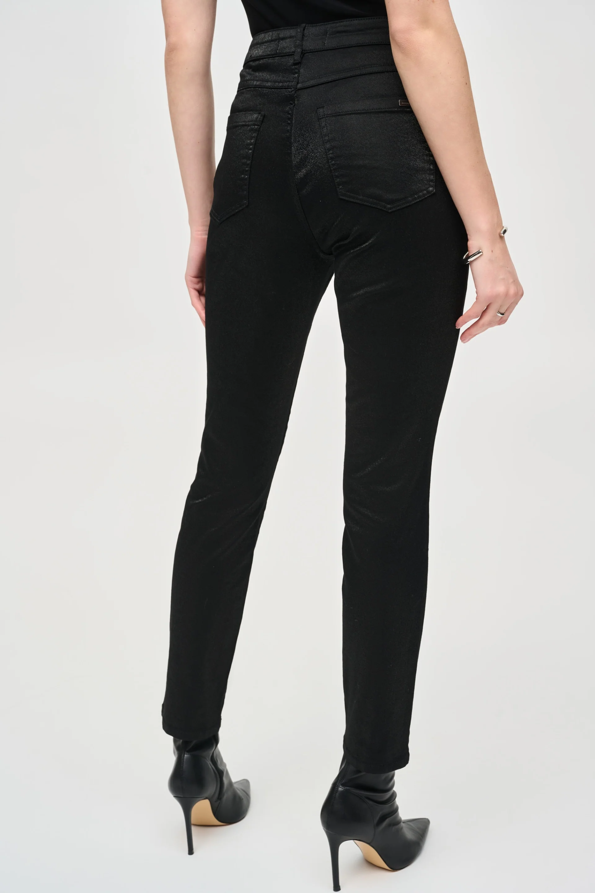 Joseph Ribkoff Black Foiled Print Denim Pant Style 243959 - Image 4