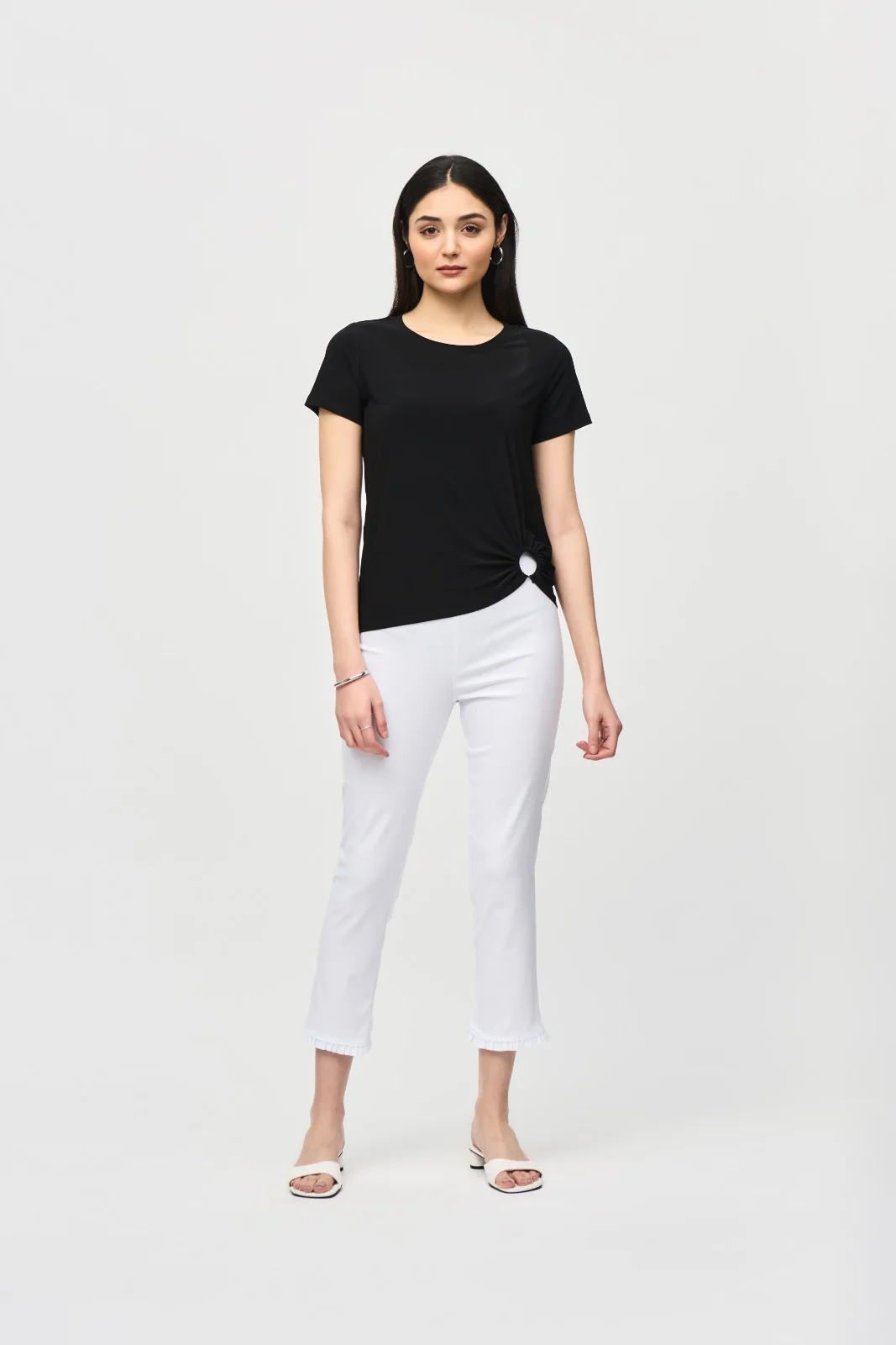 Joseph Ribkoff Black Front Drape Top Style 242199 - Image 4