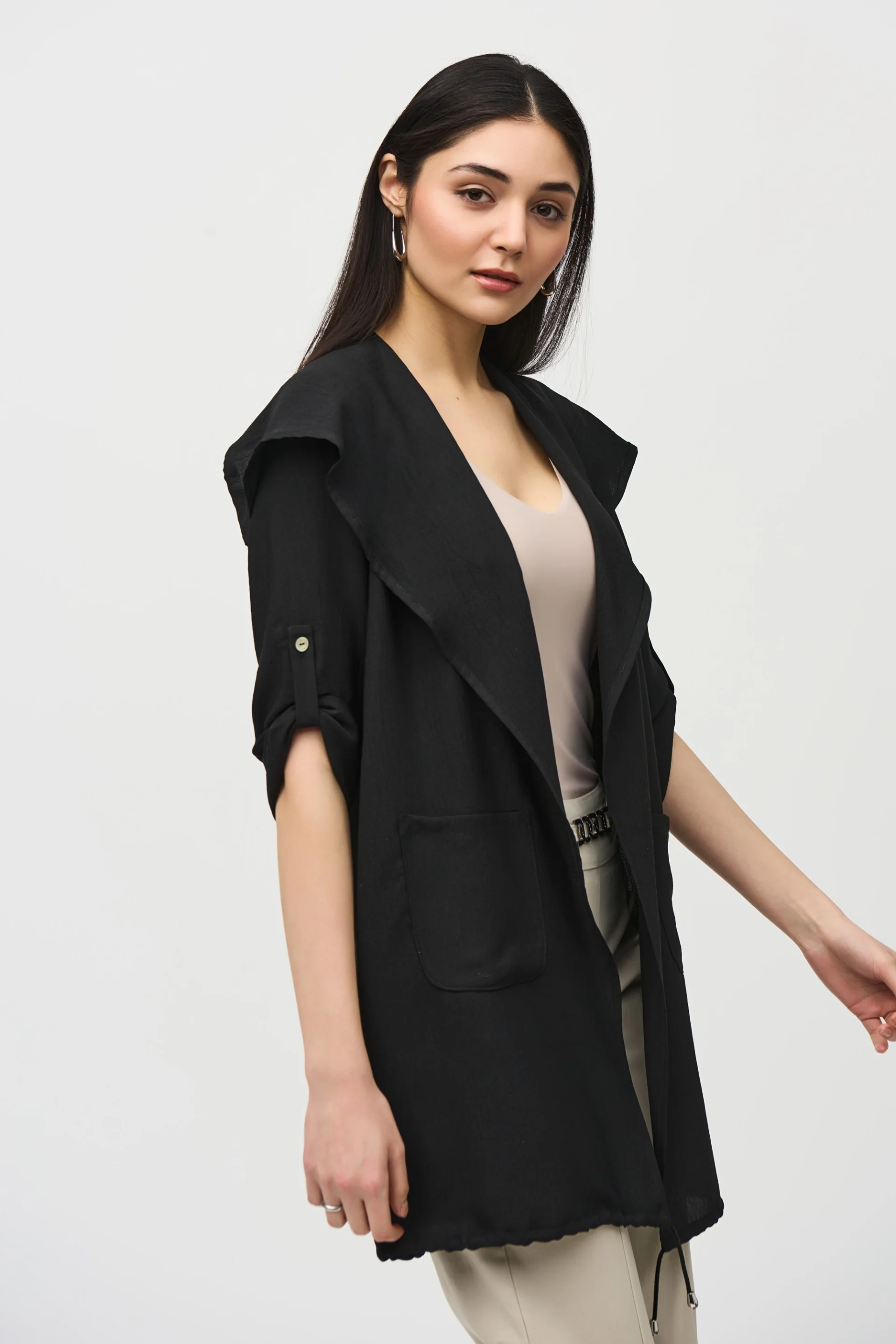 Joseph Ribkoff Black Gauze Boxy Cover Up Style 242058 - Image 2