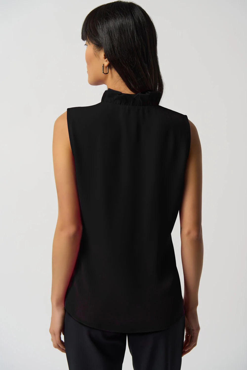 Joseph Ribkoff Black Georgette Top With Ruffles Style 233016 - Image 3