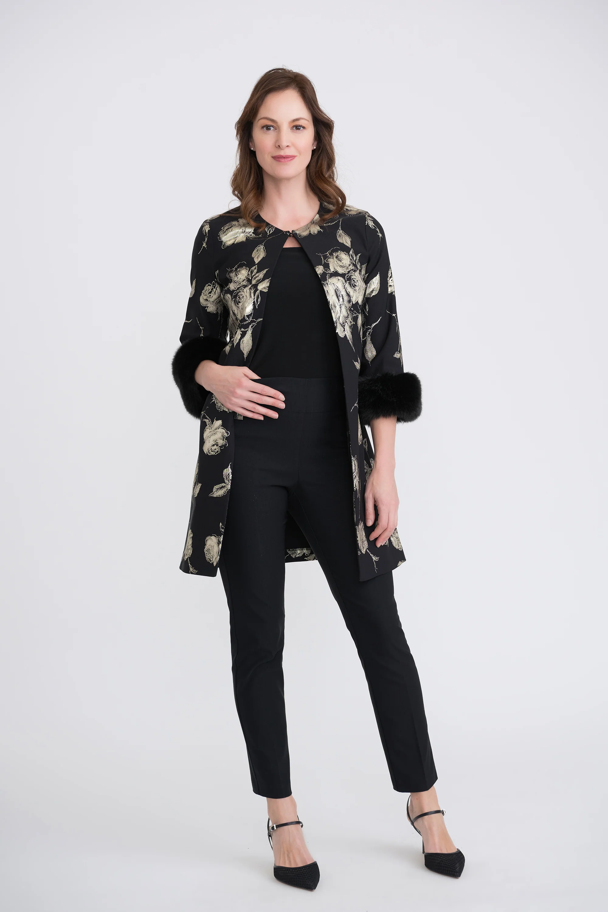 Joseph Ribkoff Black/Gold Coat Style 204278 - Image 4