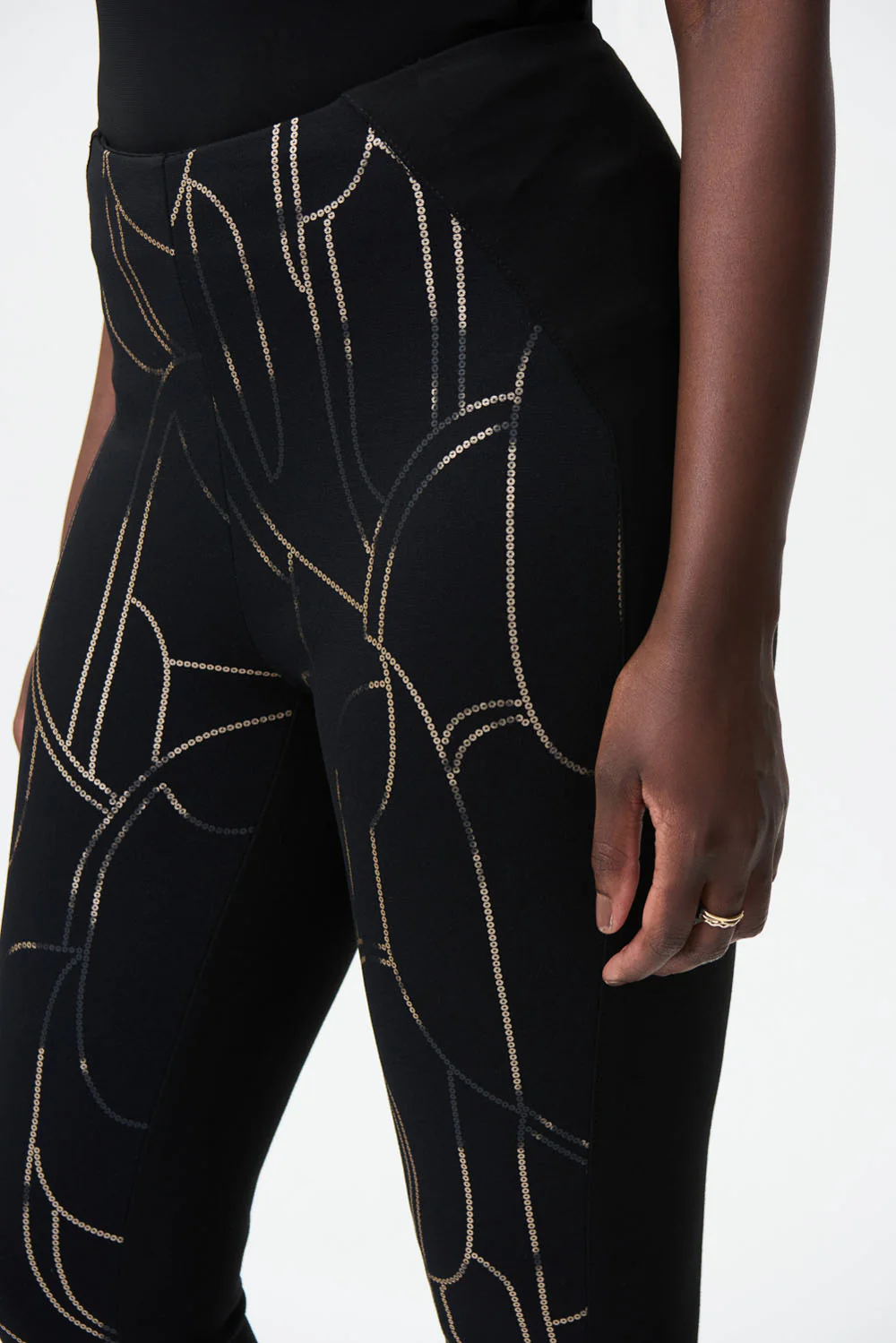 Joseph Ribkoff Black/Gold Pants Style 224185 - Image 2