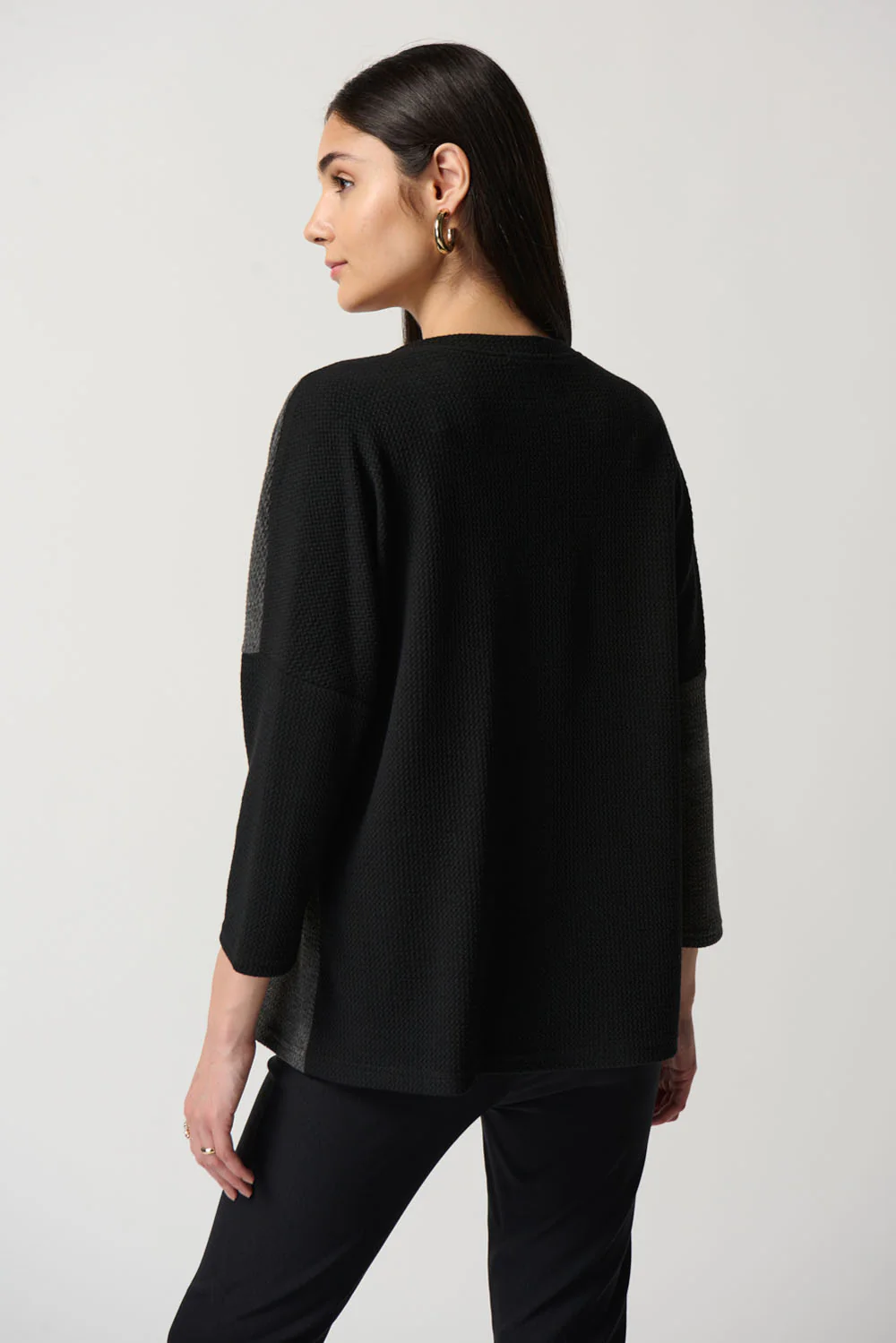 Joseph Ribkoff Black/Grey Boxy Colour-Block Top Style 233055 - Image 3