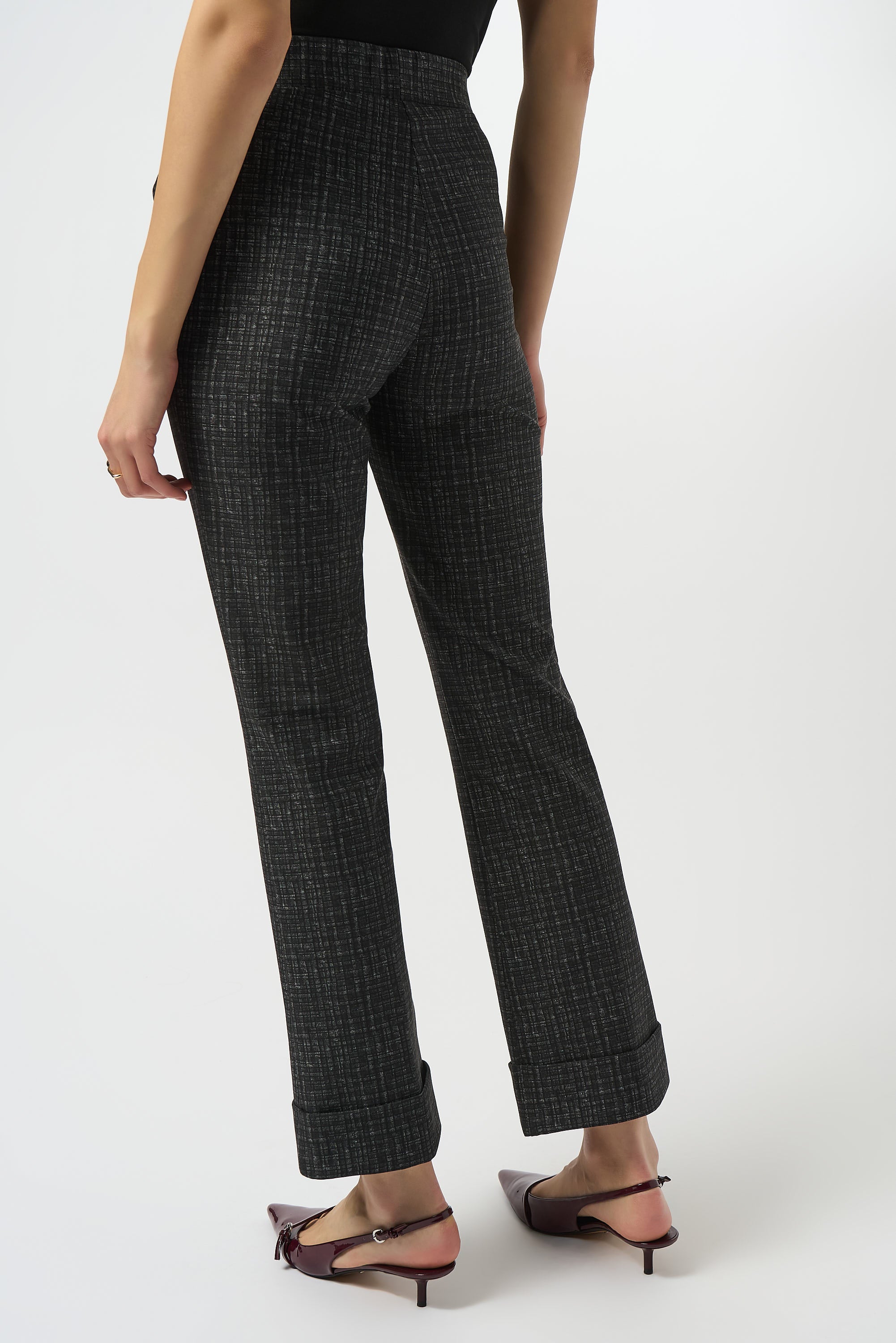 Joseph Ribkoff Black/Grey Heavy Knit Pull-On Flare Pants Style 253109 - Image 3