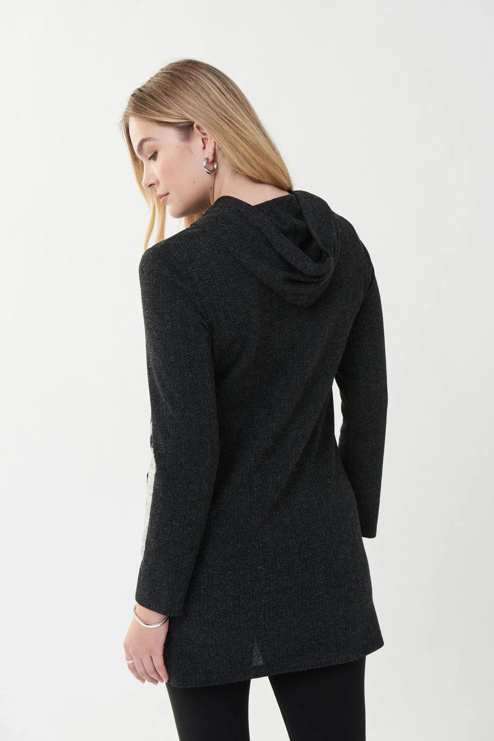 Joseph Ribkoff Black/Grey Hooded Tunic Style 223050 - Image 5