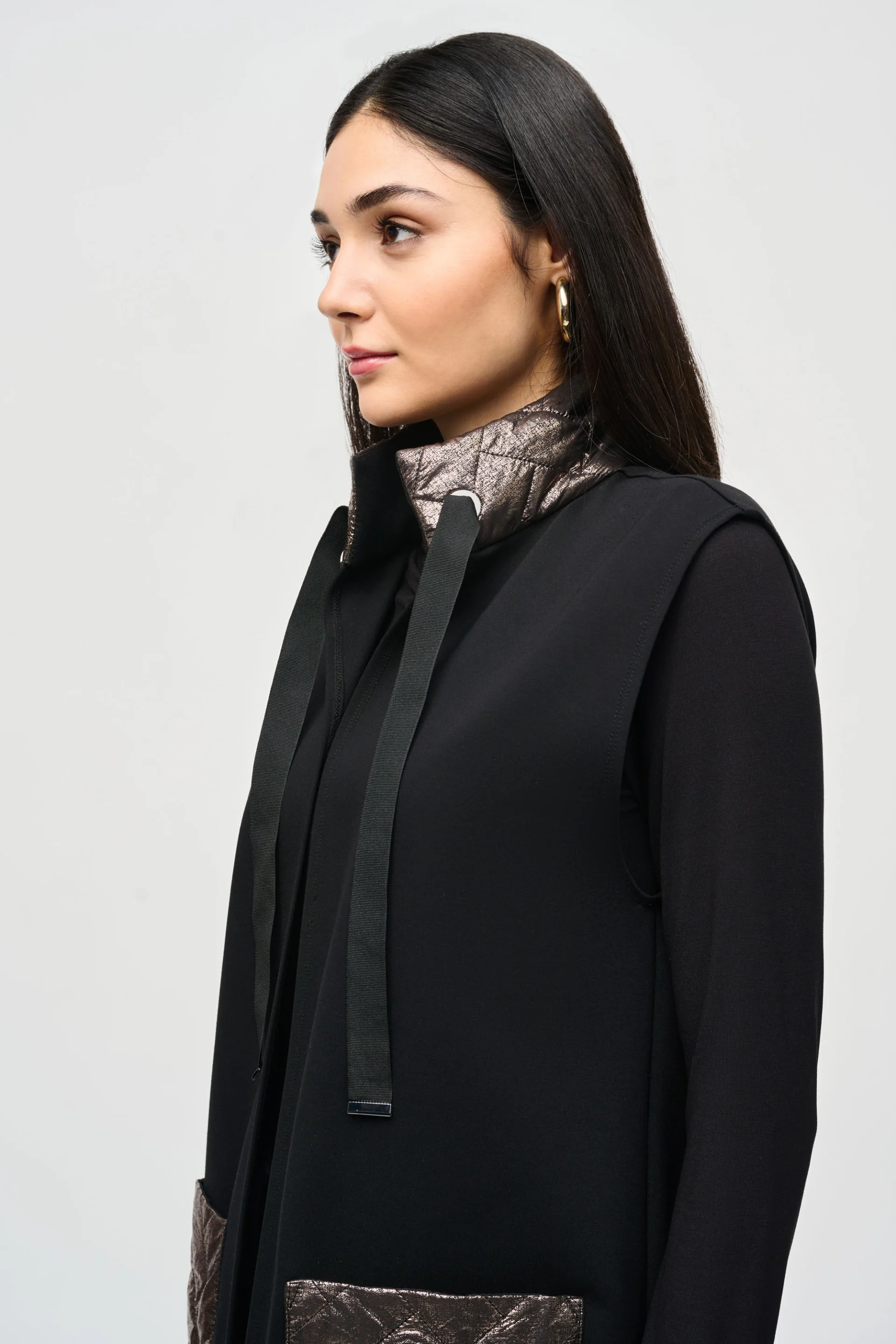 Joseph Ribkoff Black/Gunmetal Sleeveless Vest Style 243283 - Image 2