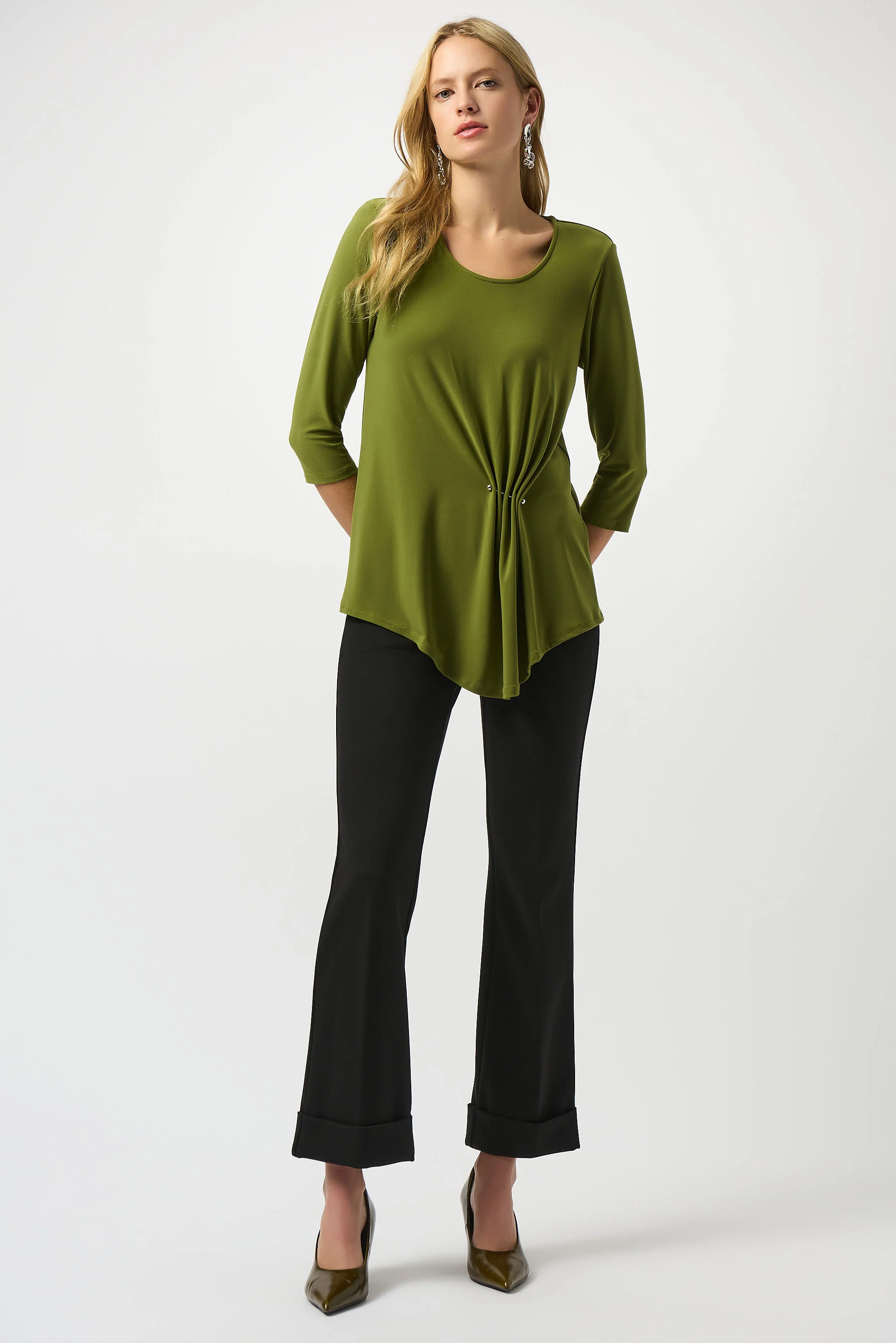 Joseph Ribkoff Heavy Knit Flared Pull-On Pants Style 253039 - Image 2