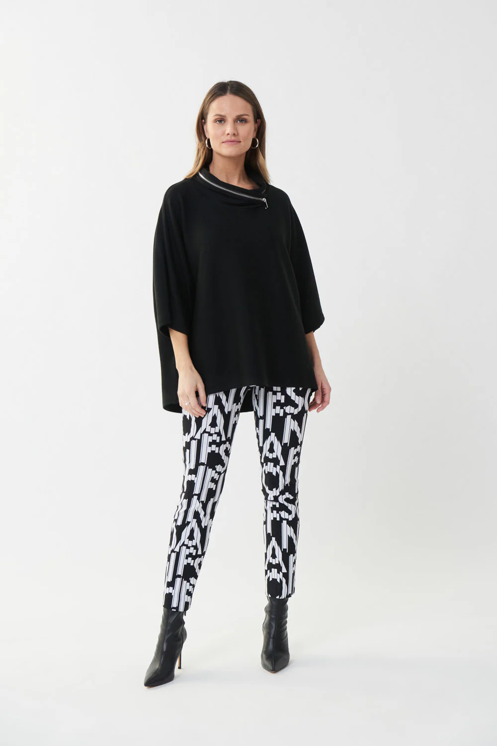 Joseph Ribkoff Black Hooded Top Style 213621