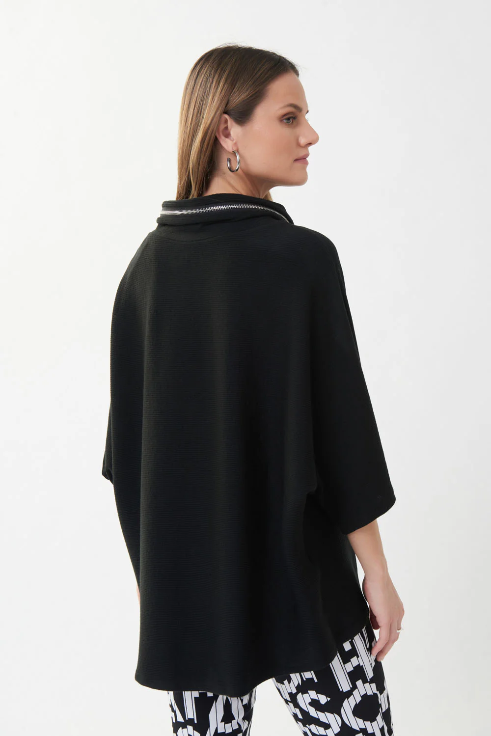 Joseph Ribkoff Black Hooded Top Style 213621 - Image 3