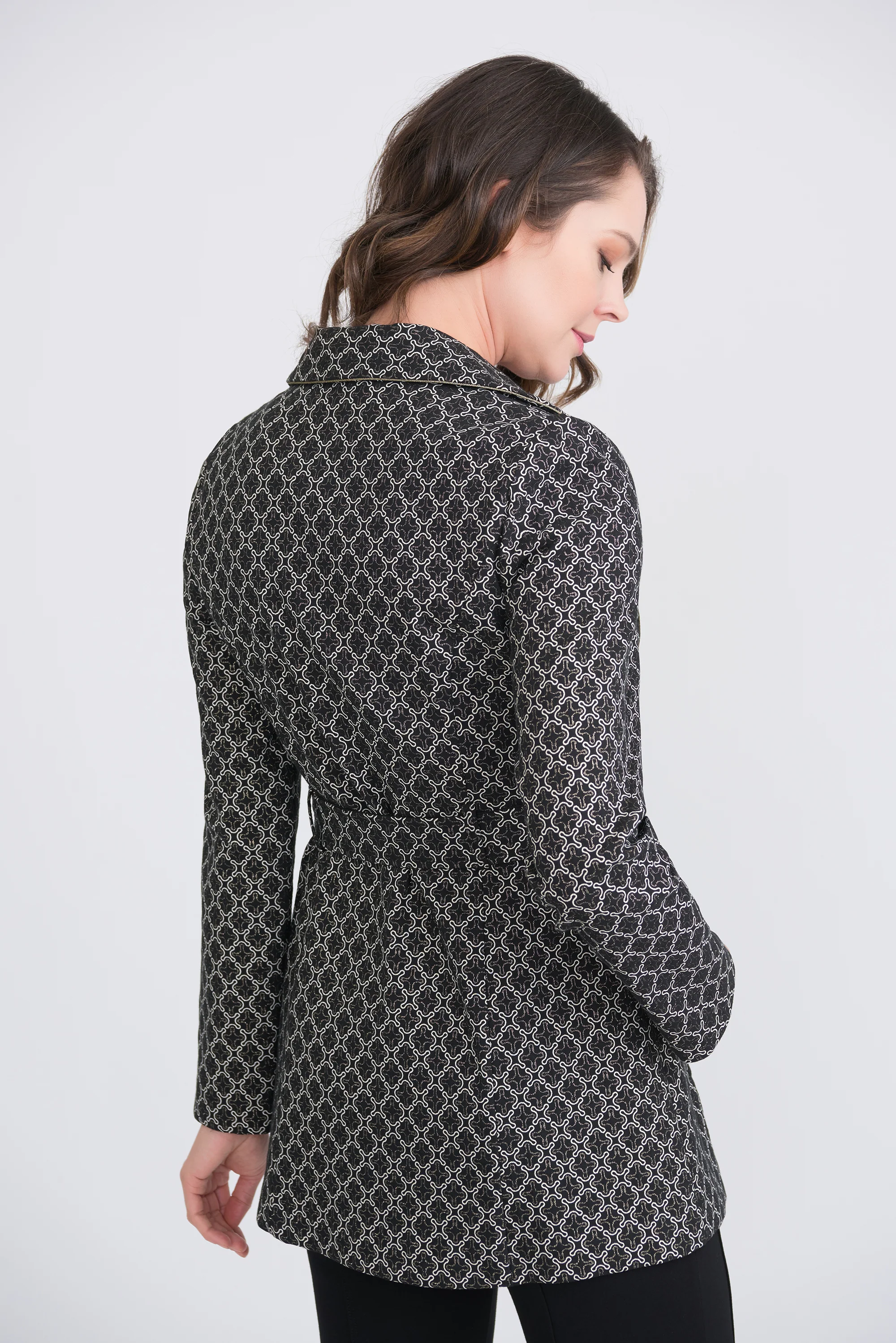 Joseph Ribkoff Black/Ivory/Gold Coat Style 204057 - Image 3