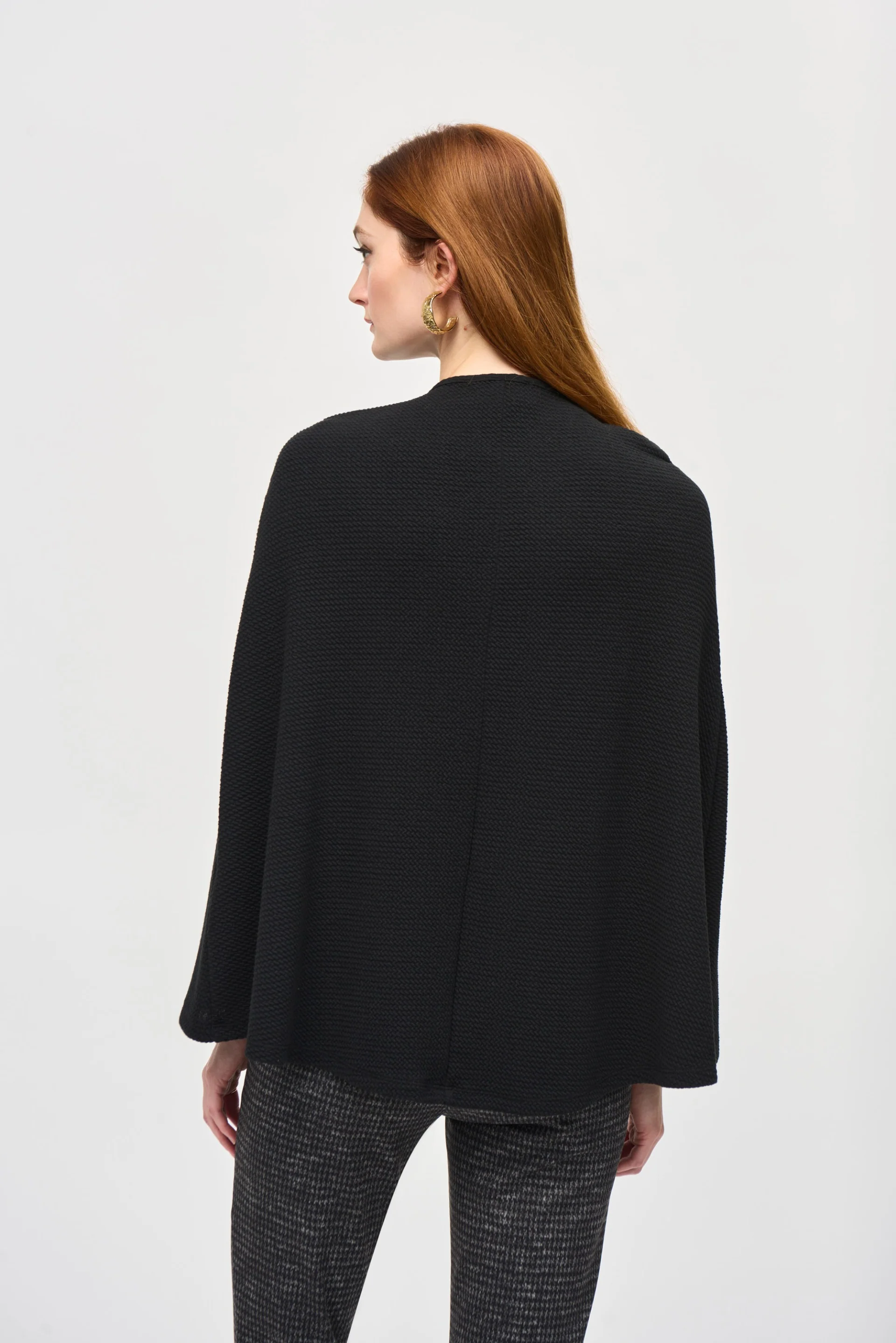 Joseph Ribkoff Black Jacquard Sweater Knit Cover-Up Style 243279 - Image 4