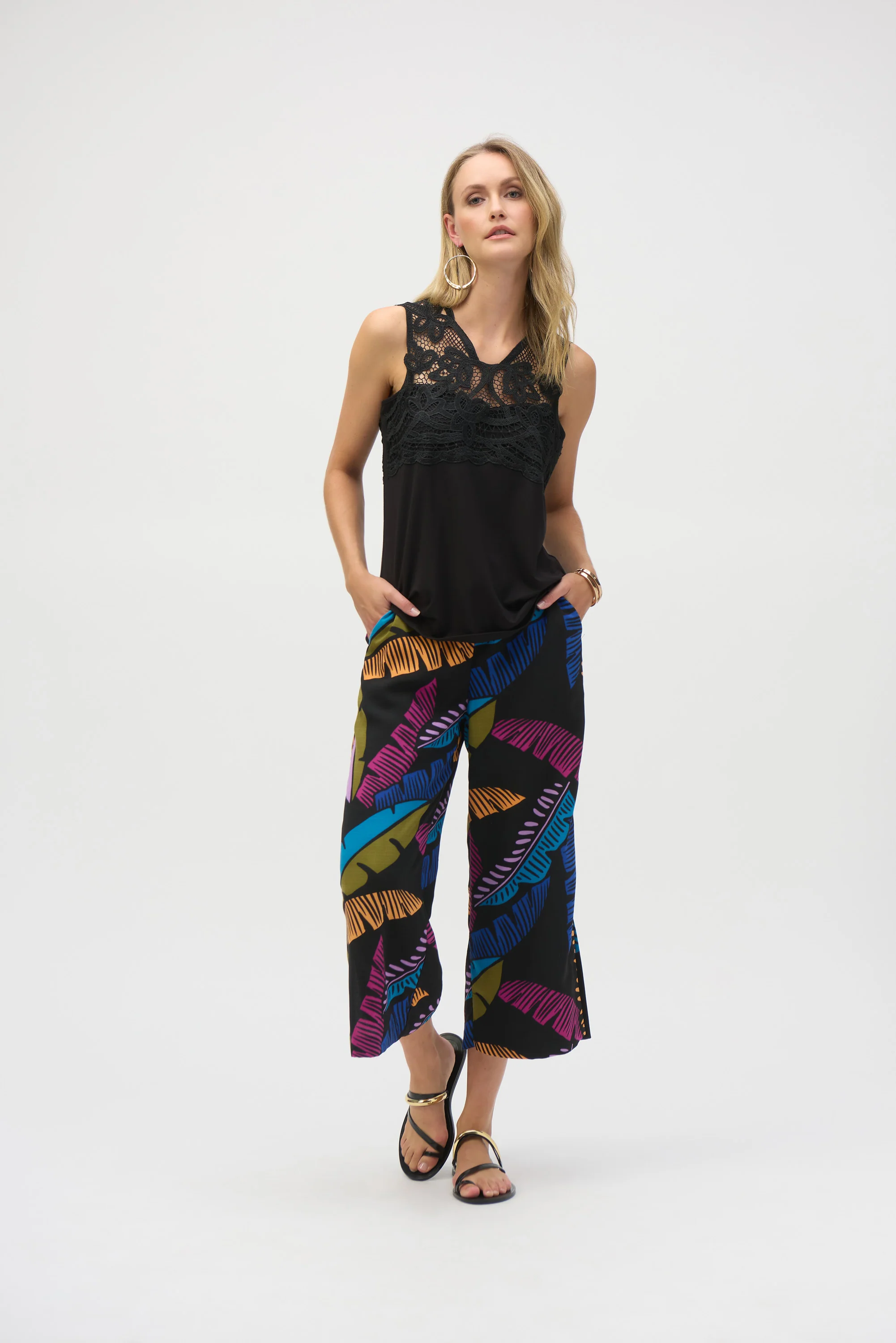Joseph Ribkoff Jersey Straight Camisole With Guipure Detail Style 252076 - Image 3